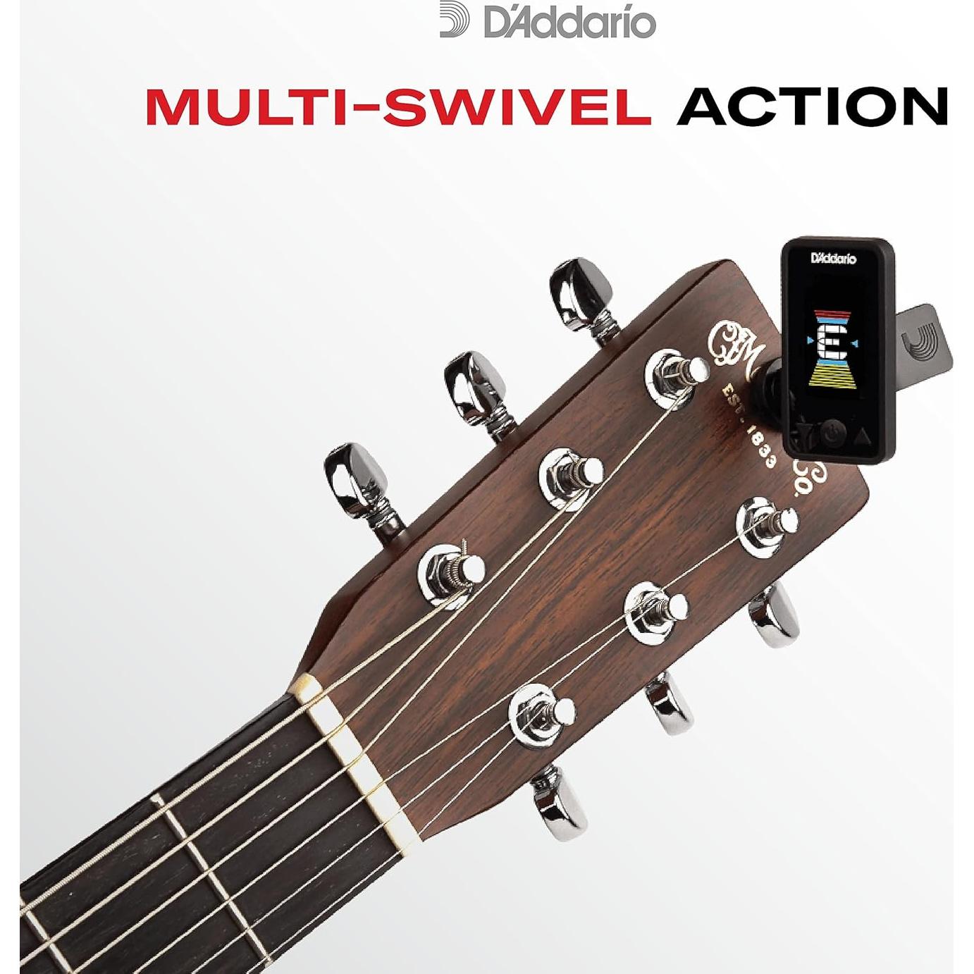 Afinador Clip D'Addario para Chelo y Bajo - Pantalla Color