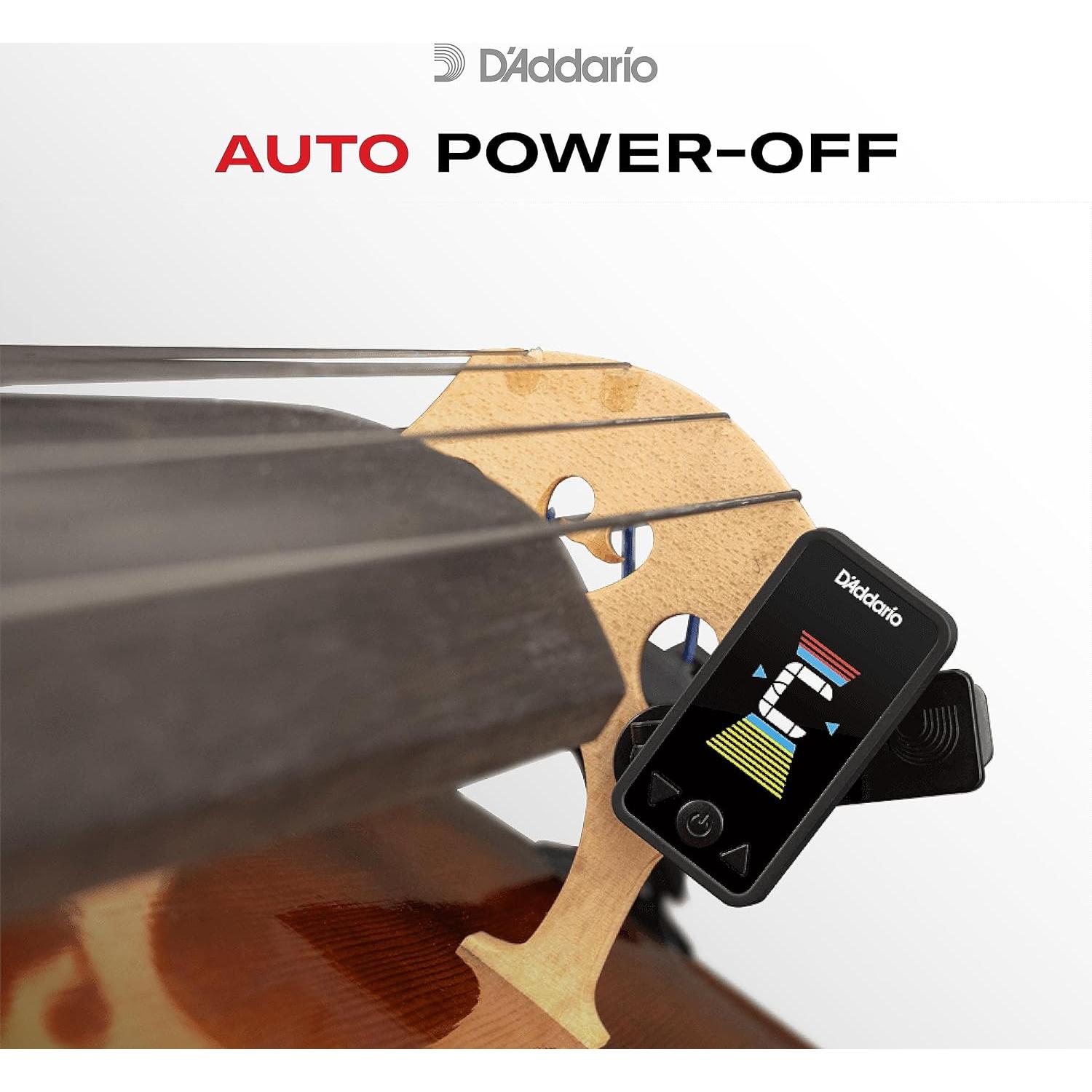 Afinador Clip D'Addario para Chelo y Bajo - Pantalla Color