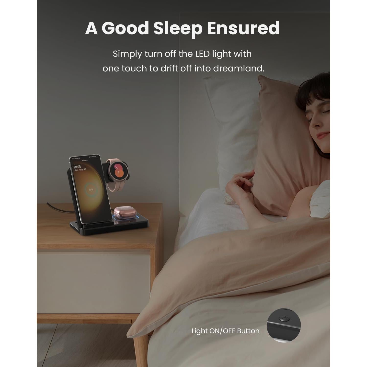 Cargador Inalambrico 3 en 1 GEEKERA para Samsung Galaxy