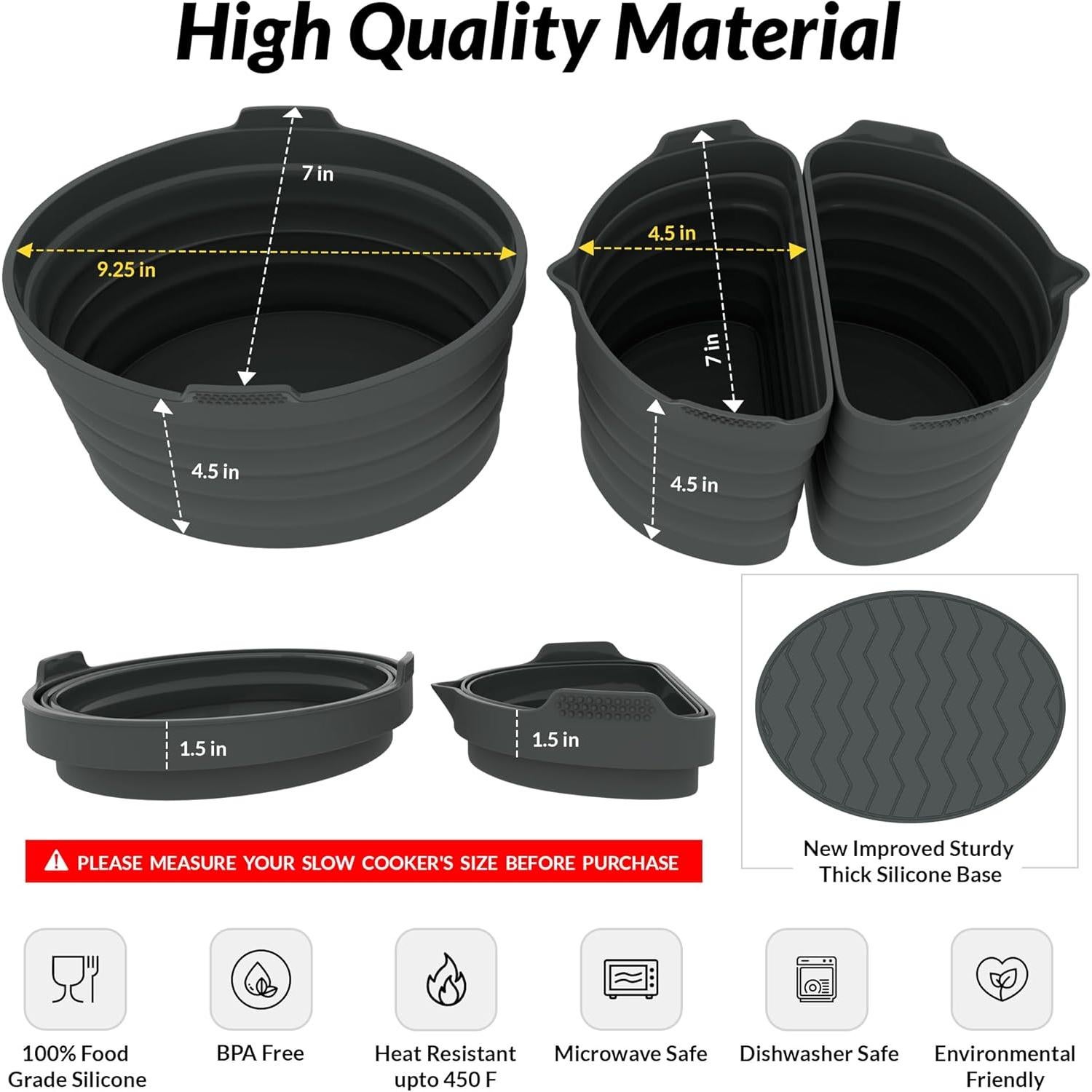 Forros de Silicona Reutilizables Tasmai para Olla de Cocción Lenta 4-4.5L