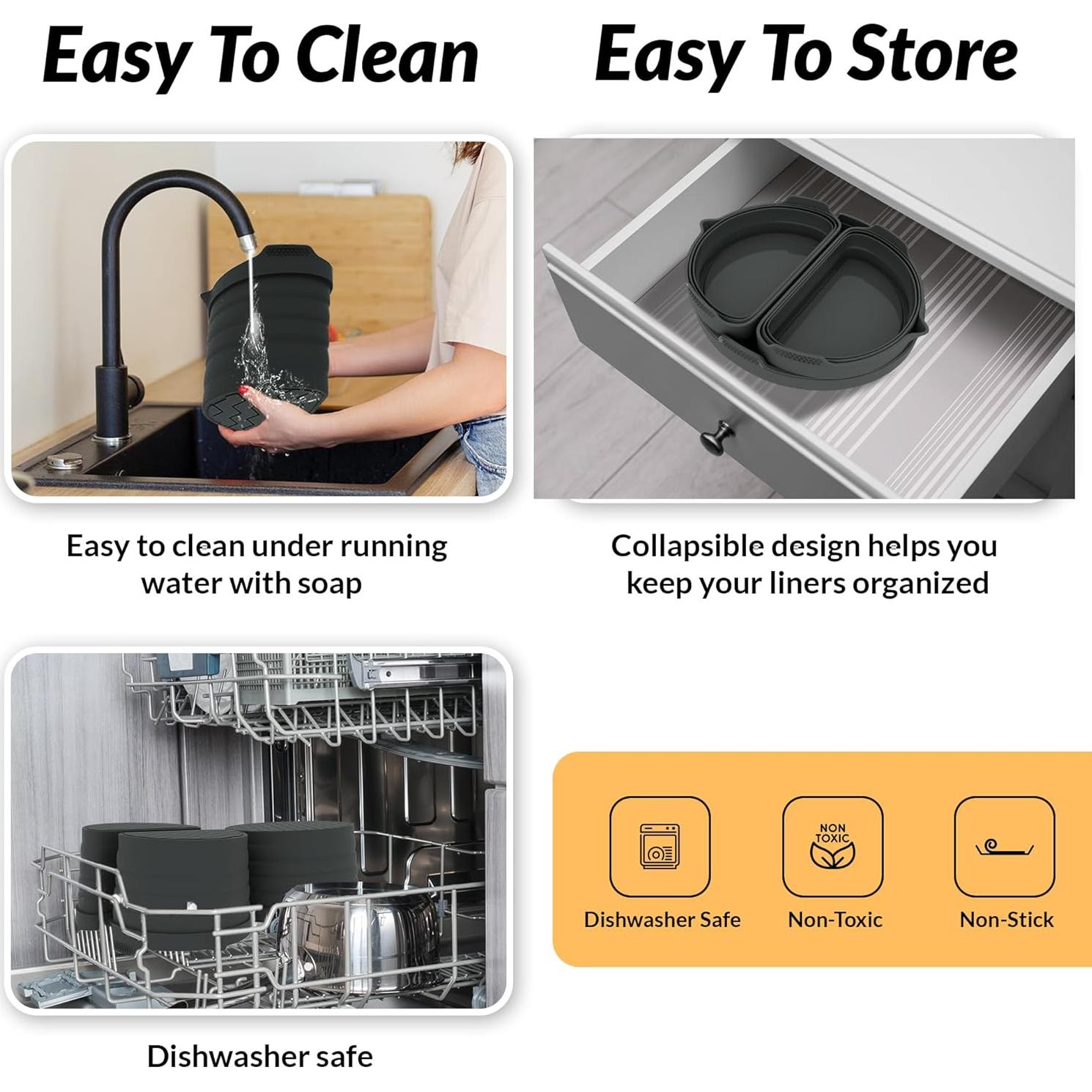 Forros de Silicona Reutilizables Tasmai para Olla de Cocción Lenta 4-4.5L