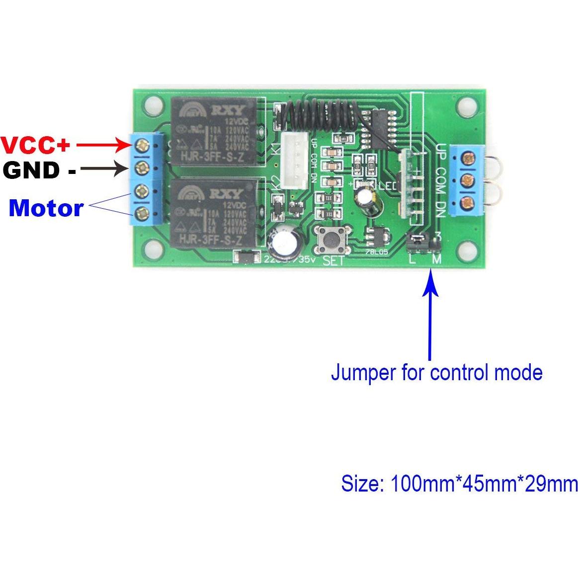 Control Remoto Inalámbrico DC 12V Lejin-02 para Motores