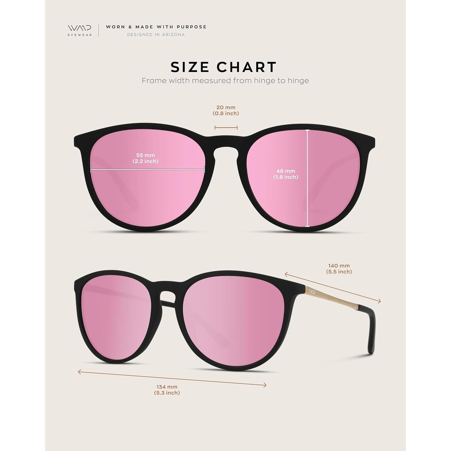 Gafas de sol redondas WearMe Pro UV polarizadas para mujer