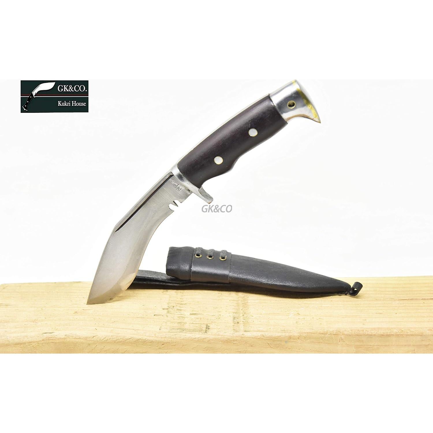 Kukri GK&CO. de 5" con Mango de Madera de Rosa y Funda de Cuero