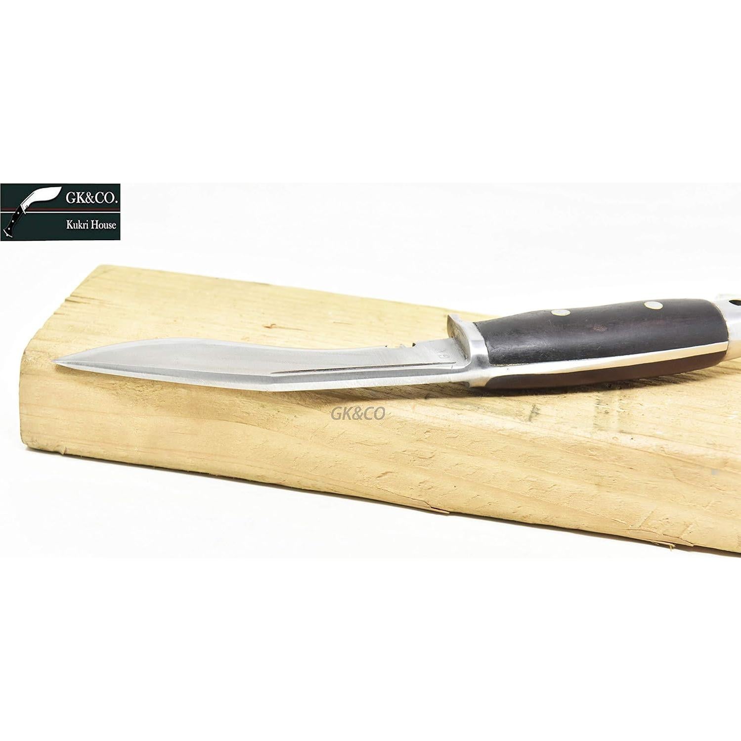 Kukri GK&CO. de 5" con Mango de Madera de Rosa y Funda de Cuero