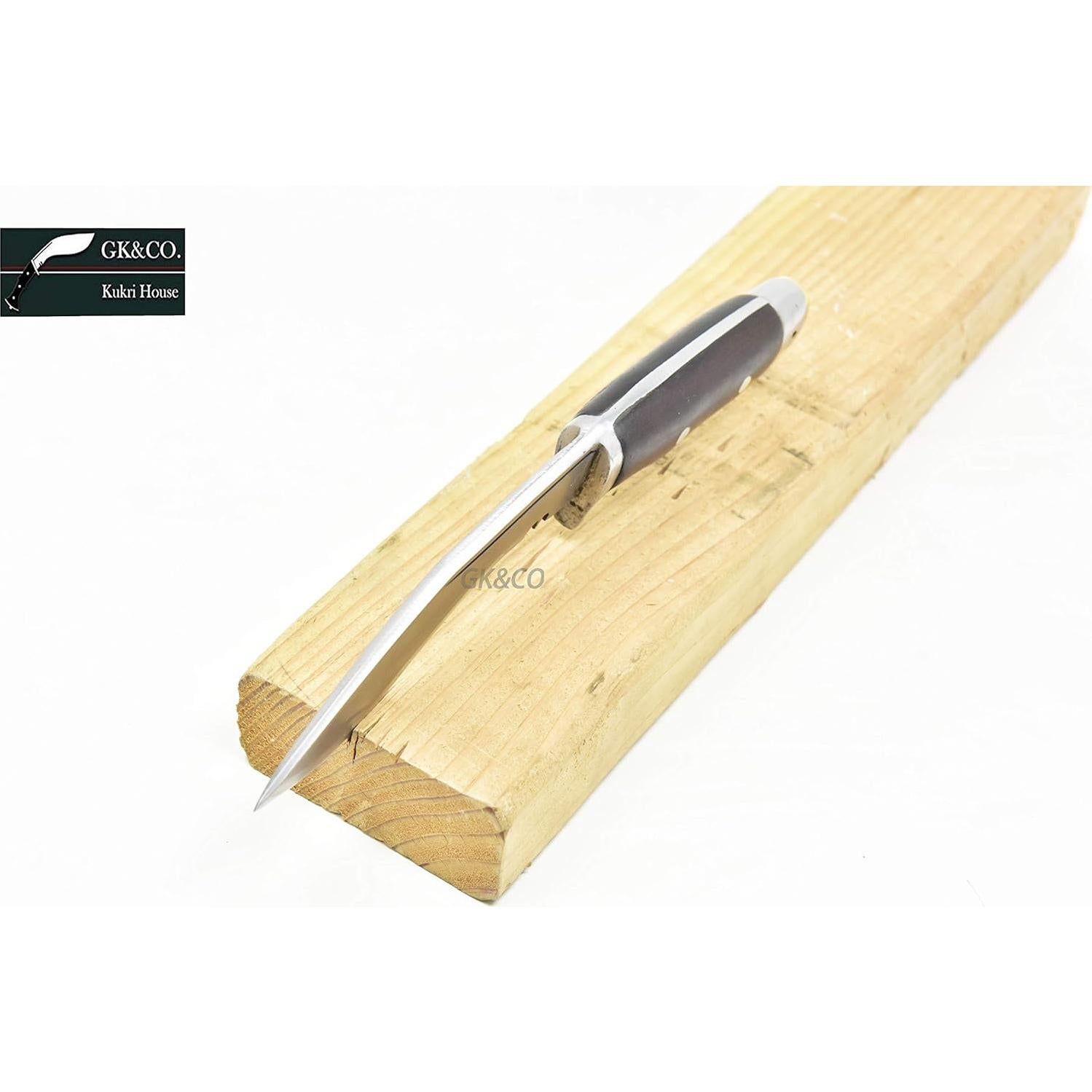 Kukri GK&CO. de 5" con Mango de Madera de Rosa y Funda de Cuero