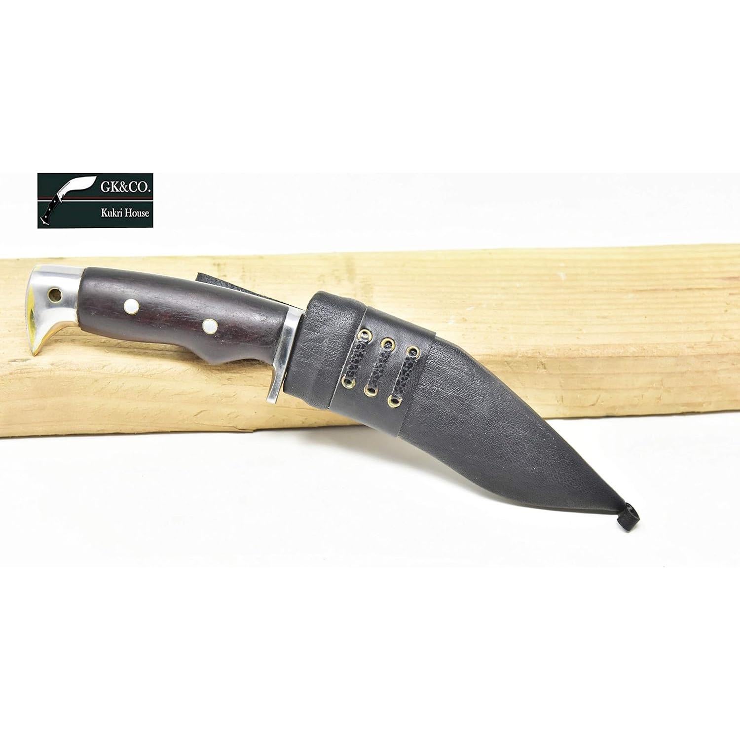 Kukri GK&CO. de 5" con Mango de Madera de Rosa y Funda de Cuero
