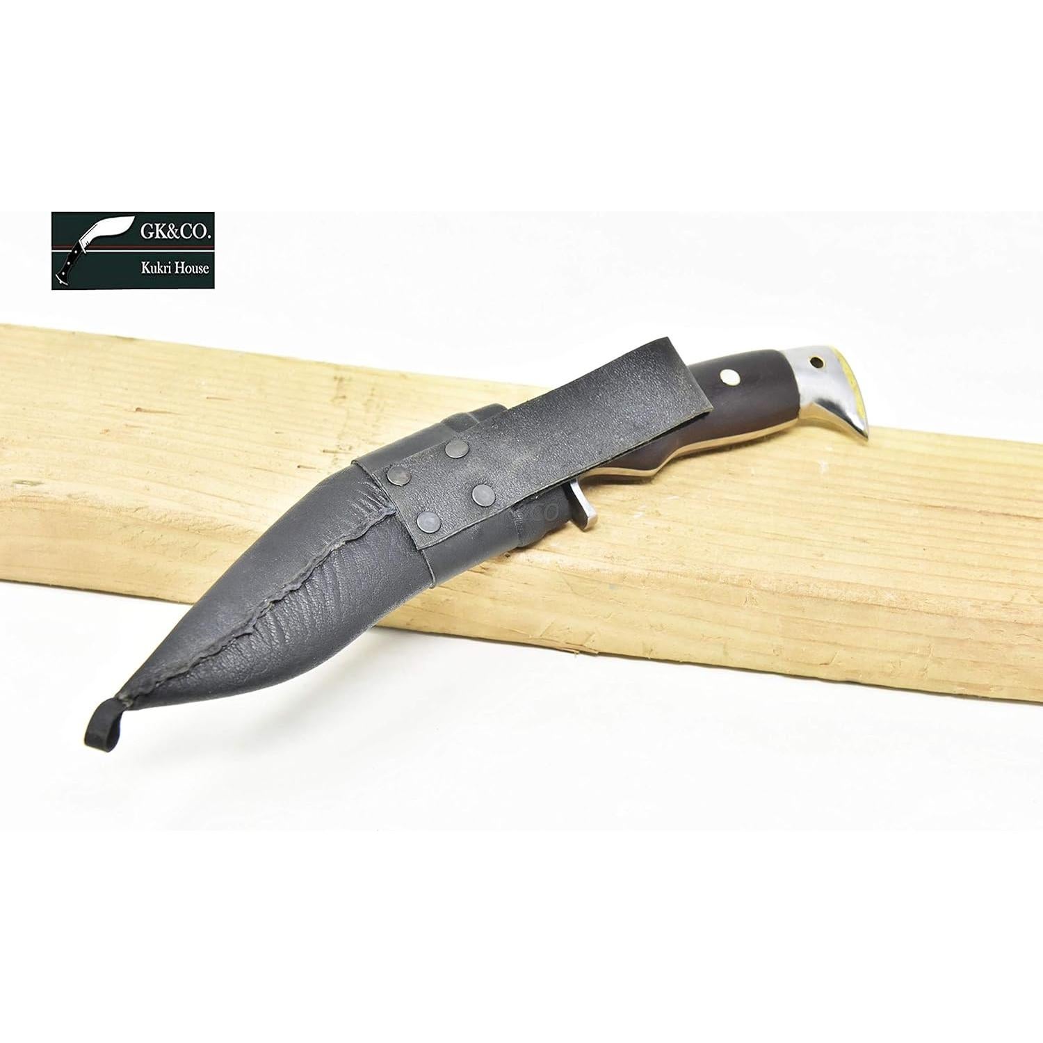 Kukri GK&CO. de 5" con Mango de Madera de Rosa y Funda de Cuero