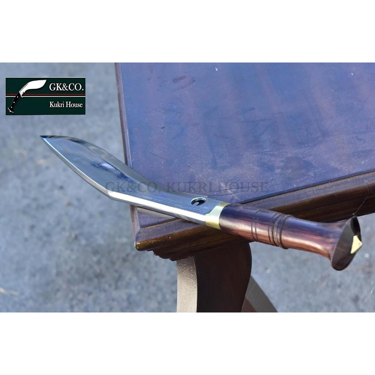 Cuchillo Kukri GK&CO. Casa Kukri 10" Acero Carbono Madera Rosa