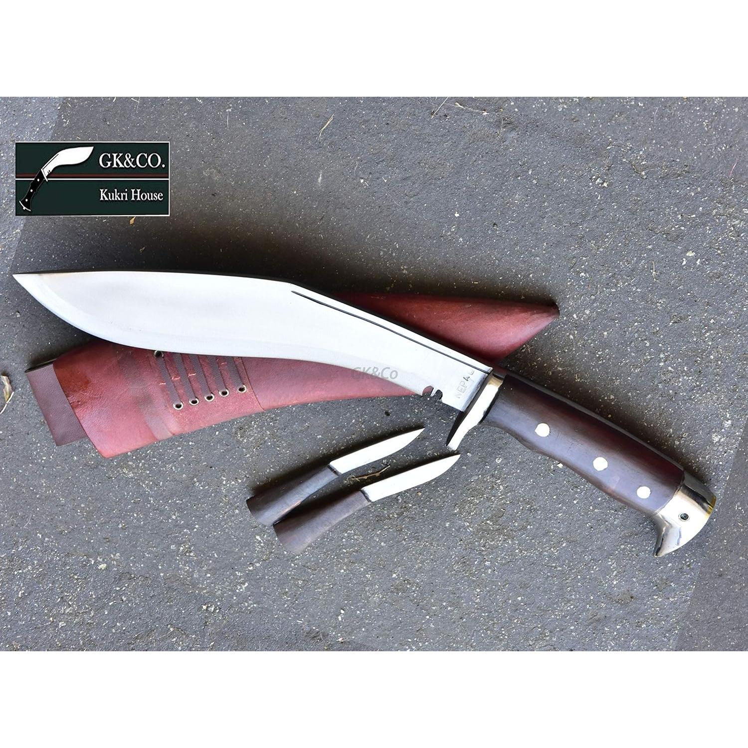 GK&CO. Kukri House Genuine -Authentic Kukri 10 Inch Blade American Eagle Kukri-Full Tang Rose wooden Handle, Red Leather Sheath Kukri/Khukuri- Handmade in Nepal.…