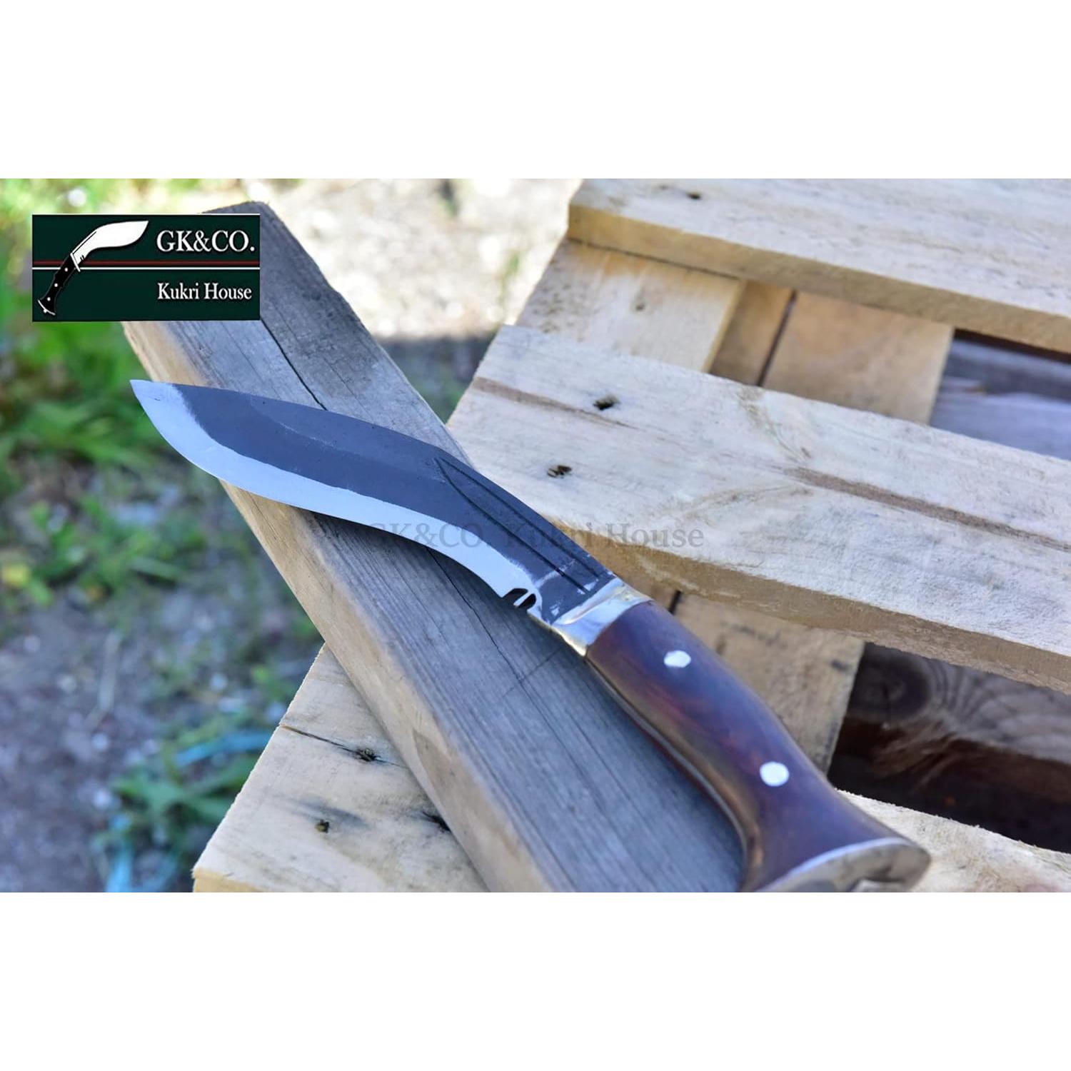 GK&CO. Kukri House Genuine Traditional Village Working Kukri/Khukuri - 6 Inch Black (Rust Free) Blade Panawal Khukuri- Handmade Factory in Nepal.