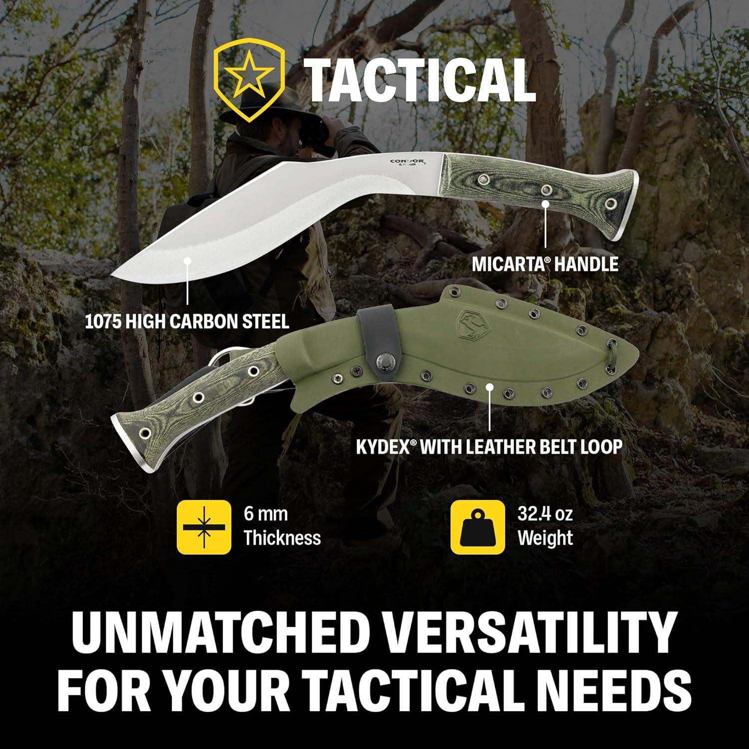 Cuchillo Kukri K-Tact Condor - Acero Carbono 25cm - Mango Micarta