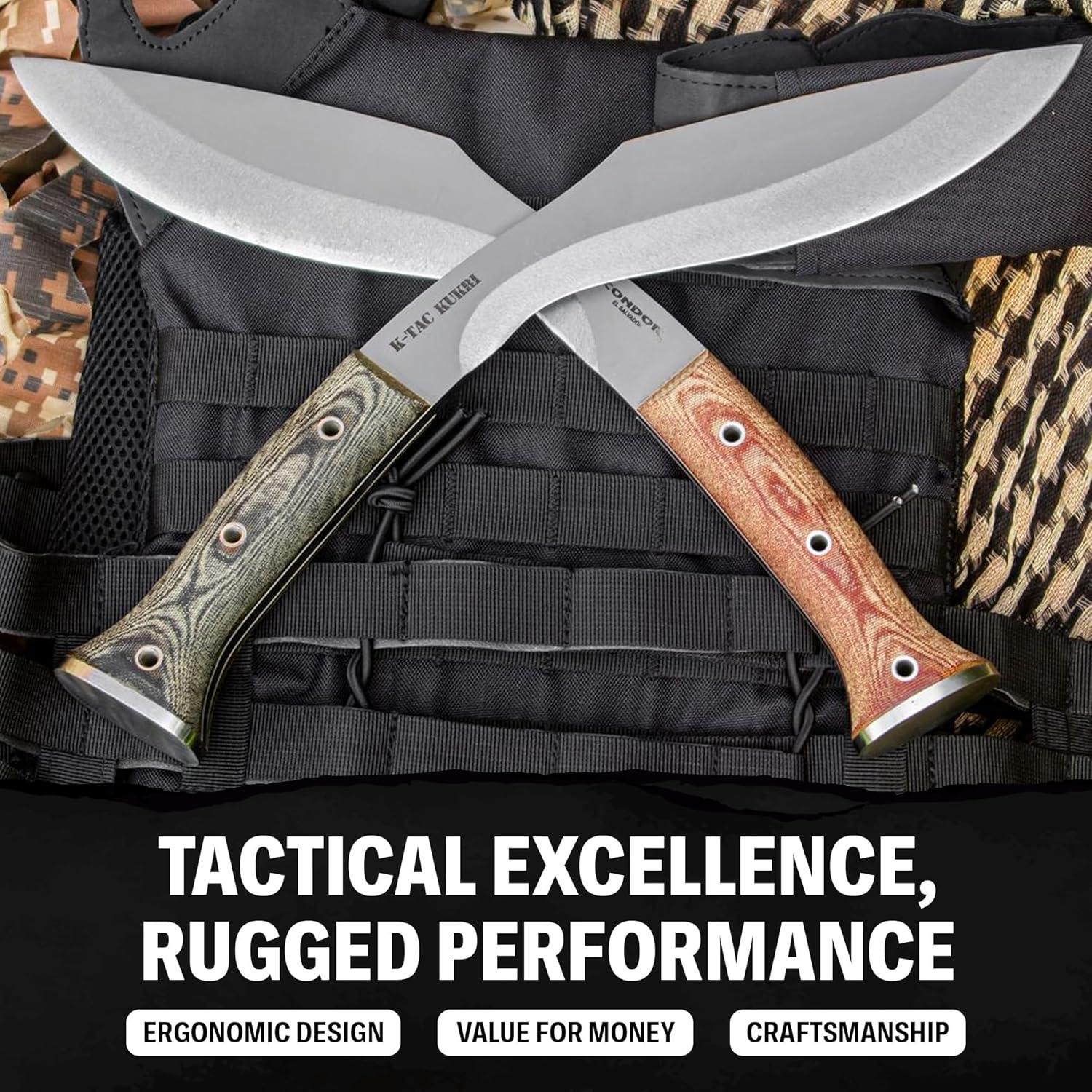 Cuchillo Kukri K-Tact Condor - Acero Carbono 25cm - Mango Micarta