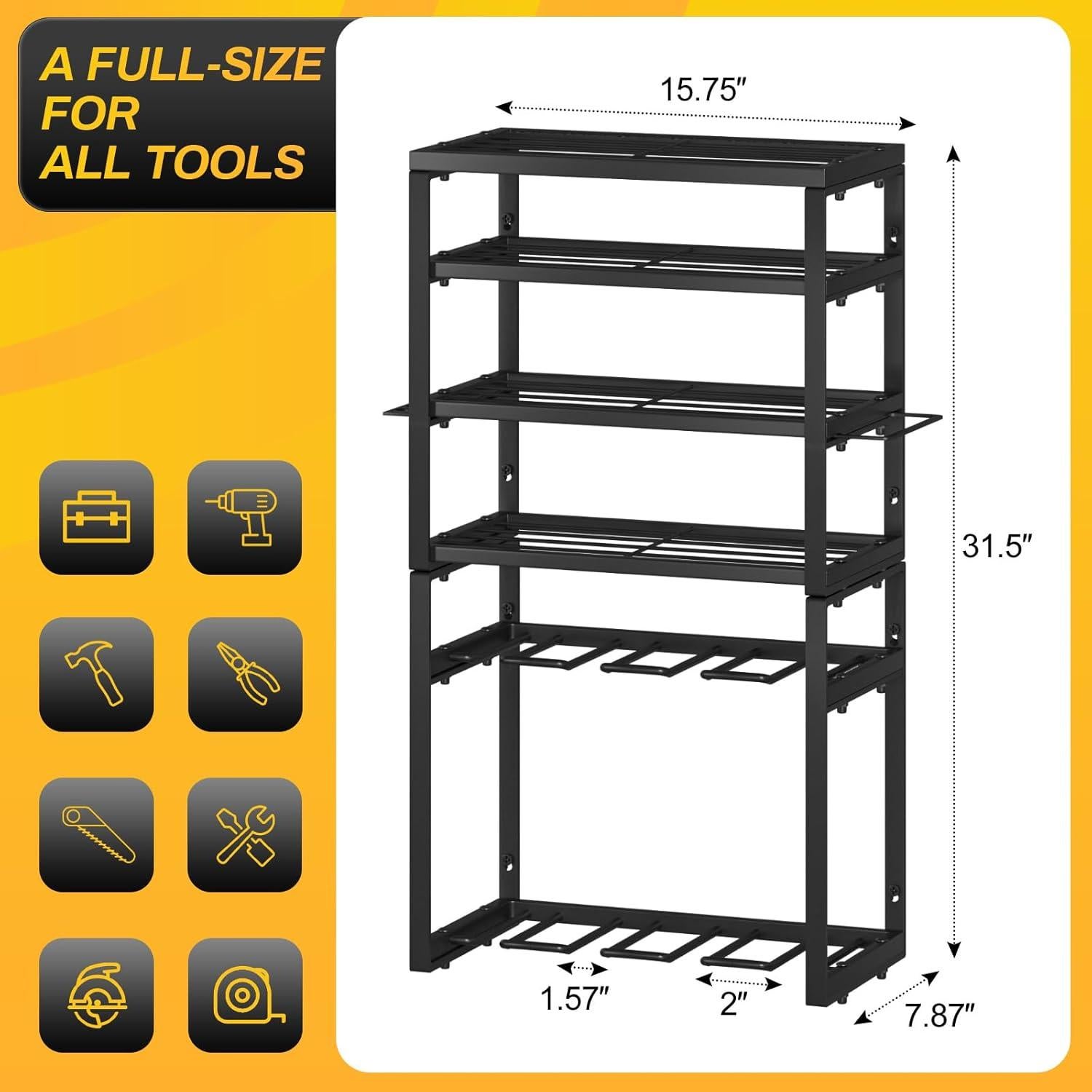 Organizador de Herramientas Eléctricas Solim 6 Niveles Montado en Pared