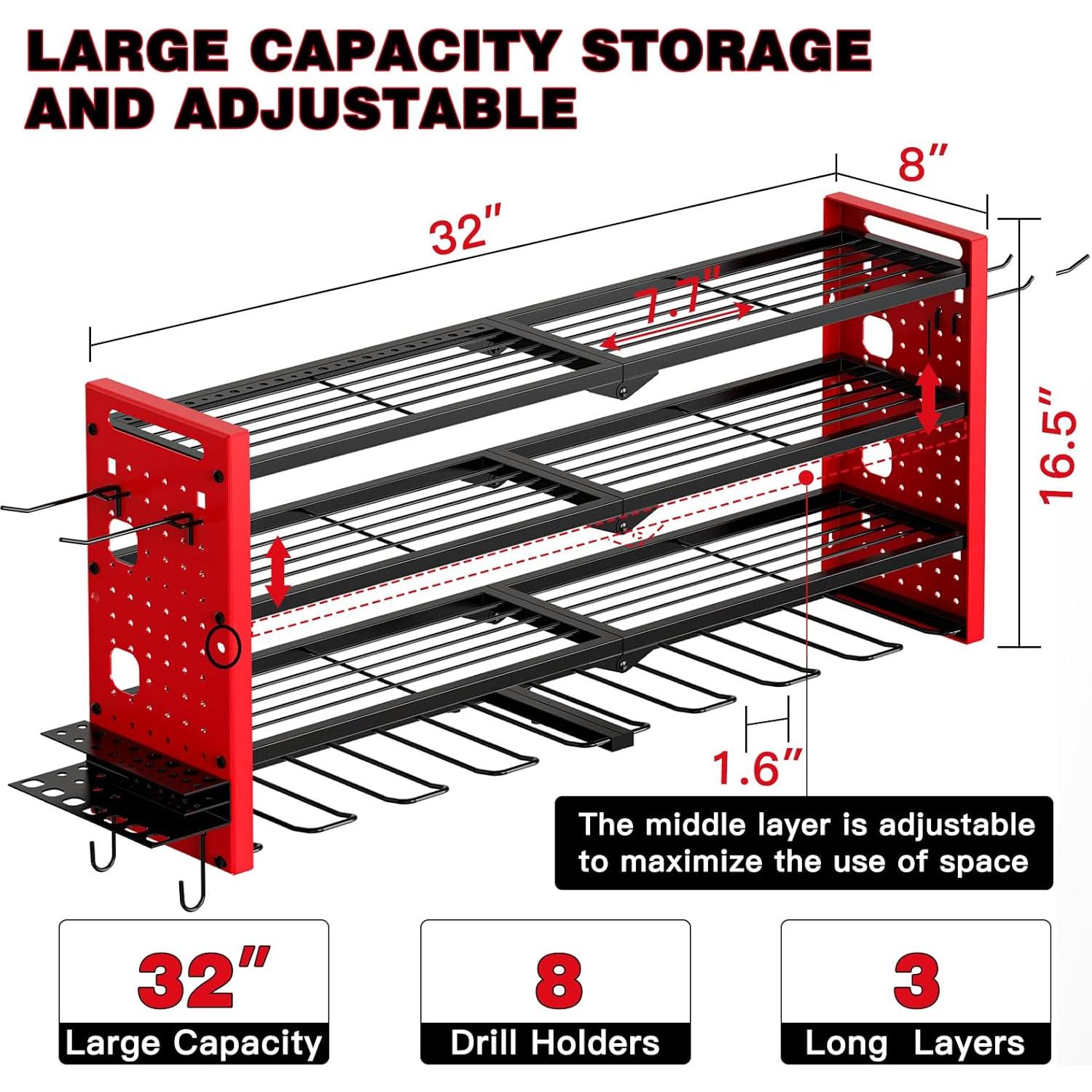 Organizador de Herramientas de Pared NattyDot Rojo 4 Capas
