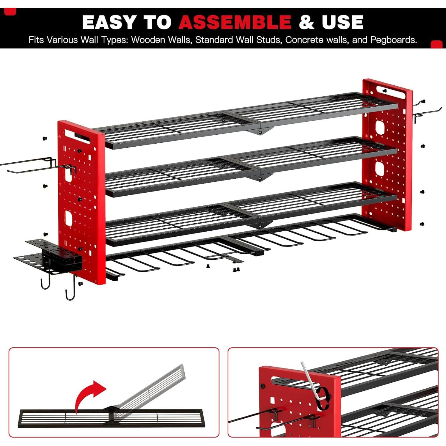 Organizador de Herramientas de Pared NattyDot Rojo 4 Capas