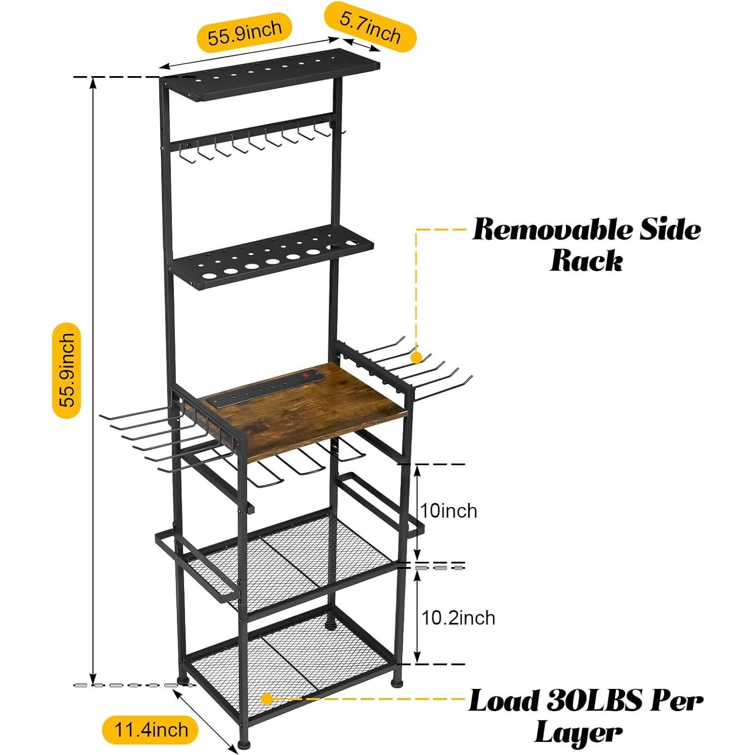 Floor Power Tool Storage Organizer With Charging Station, Heavy Duty Cordless Tool Holder Cart with 3 Shelves, Large Capacity Tool Shelf Rack Stand Drill Screwdriver Tool Box Organization and Storage