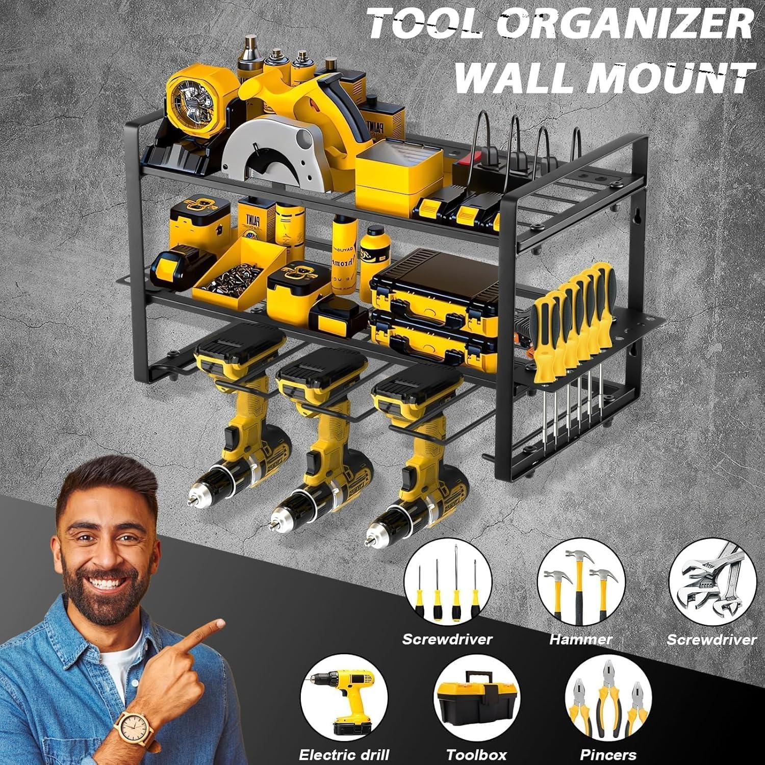 Organizador de Herramientas de Pared GcFoir - 2 Estantes 3 Niveles