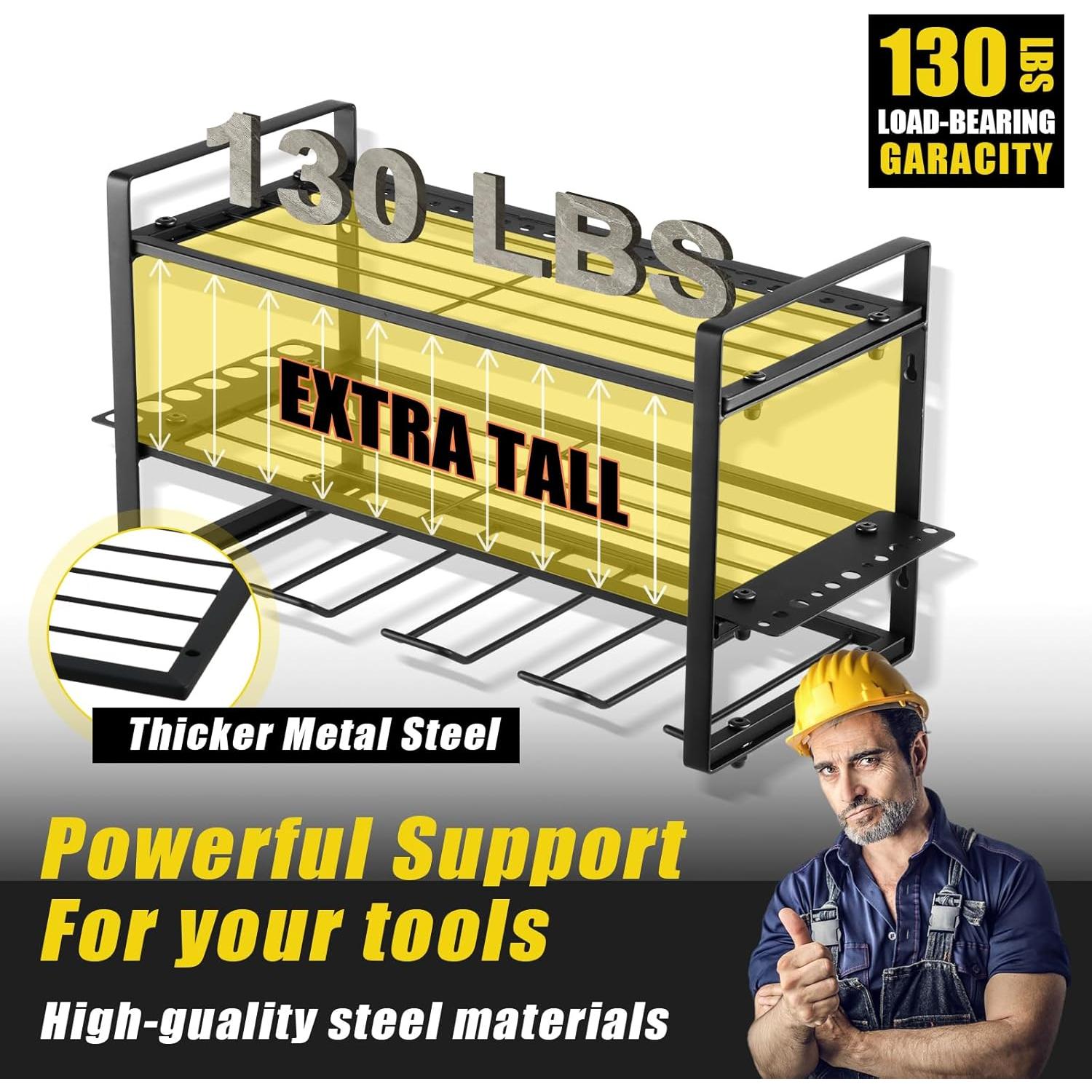 Organizador de Herramientas de Pared GcFoir - 2 Estantes 3 Niveles