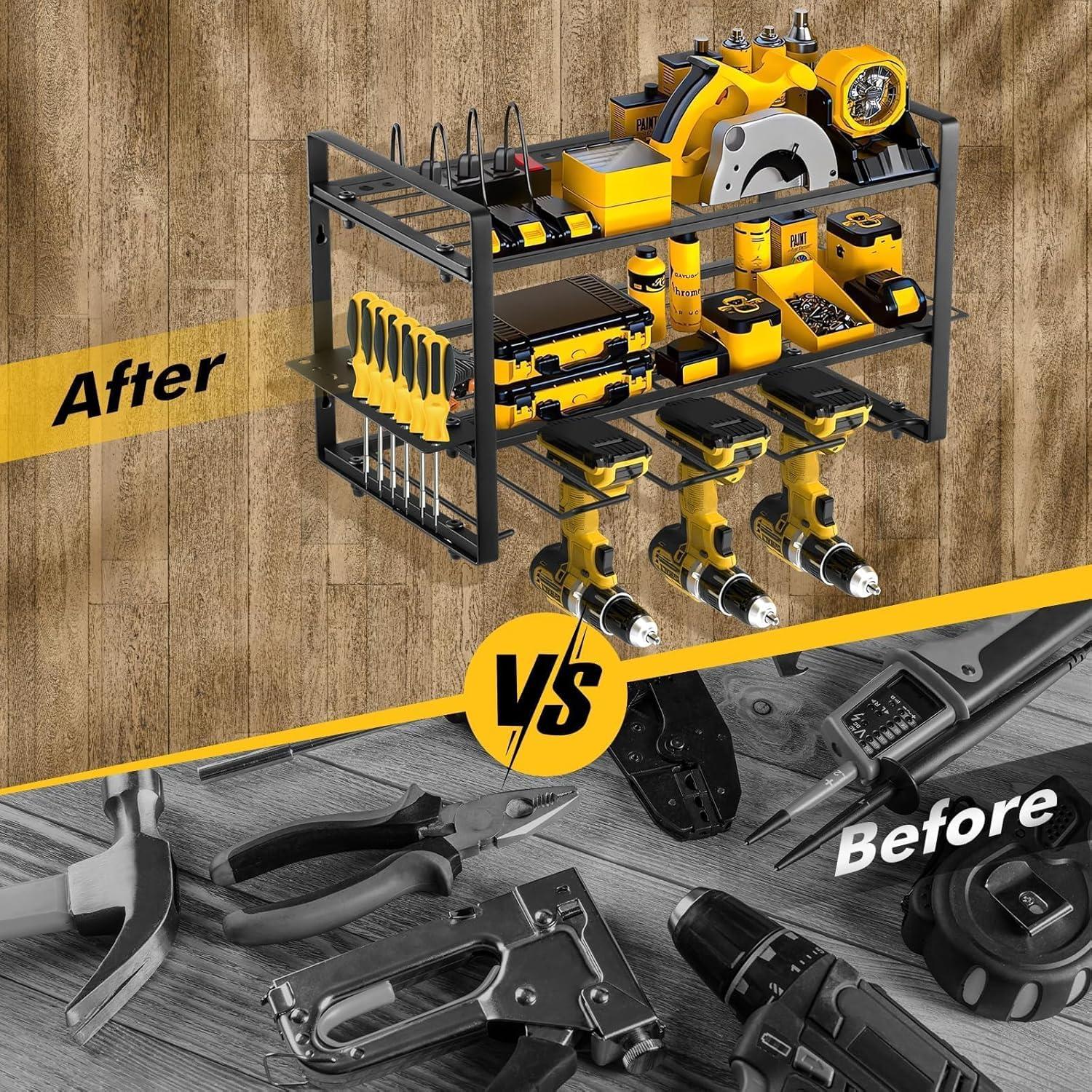 Organizador de Herramientas de Pared GcFoir - 2 Estantes 3 Niveles