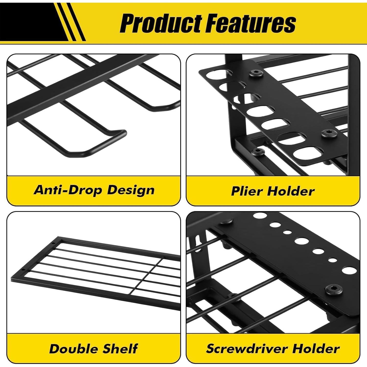 Organizador de Herramientas de Pared GcFoir - 2 Estantes 3 Niveles