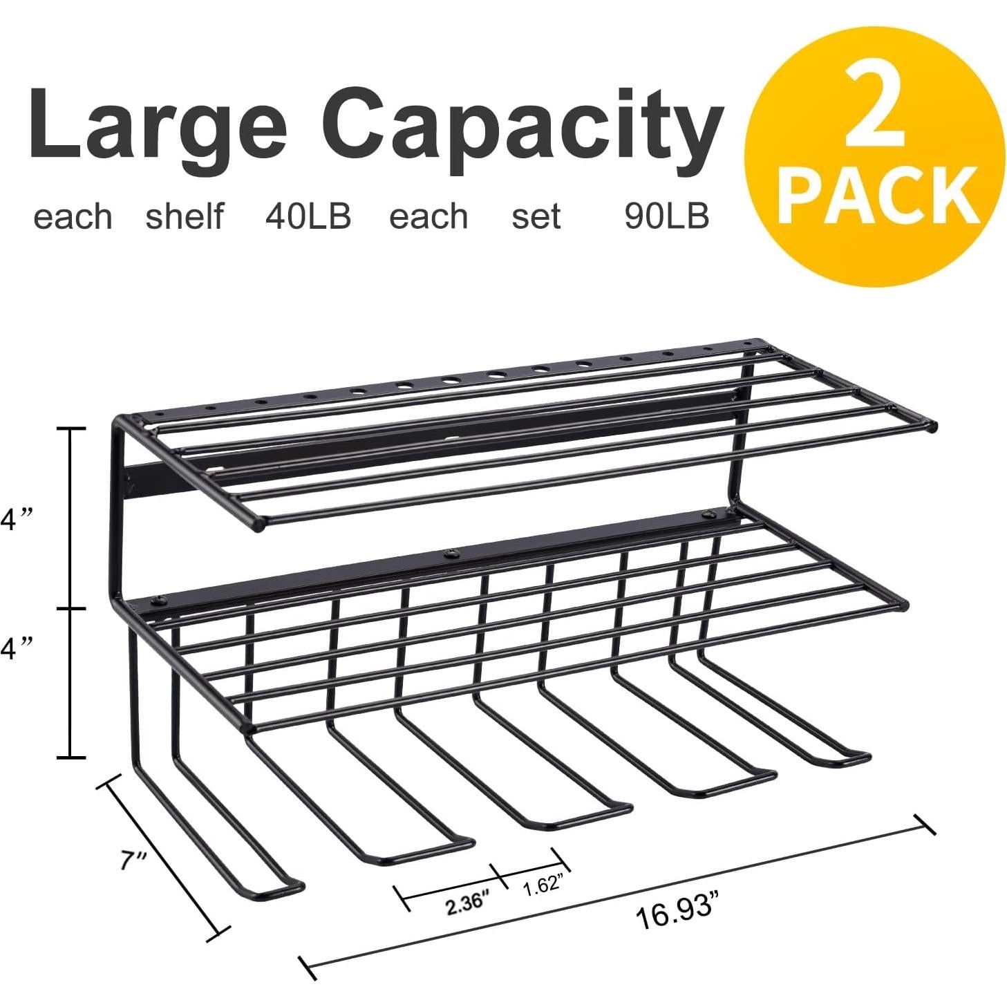 Organizador de Herramientas YueTong Montado en Pared - 2 Estantes Negro