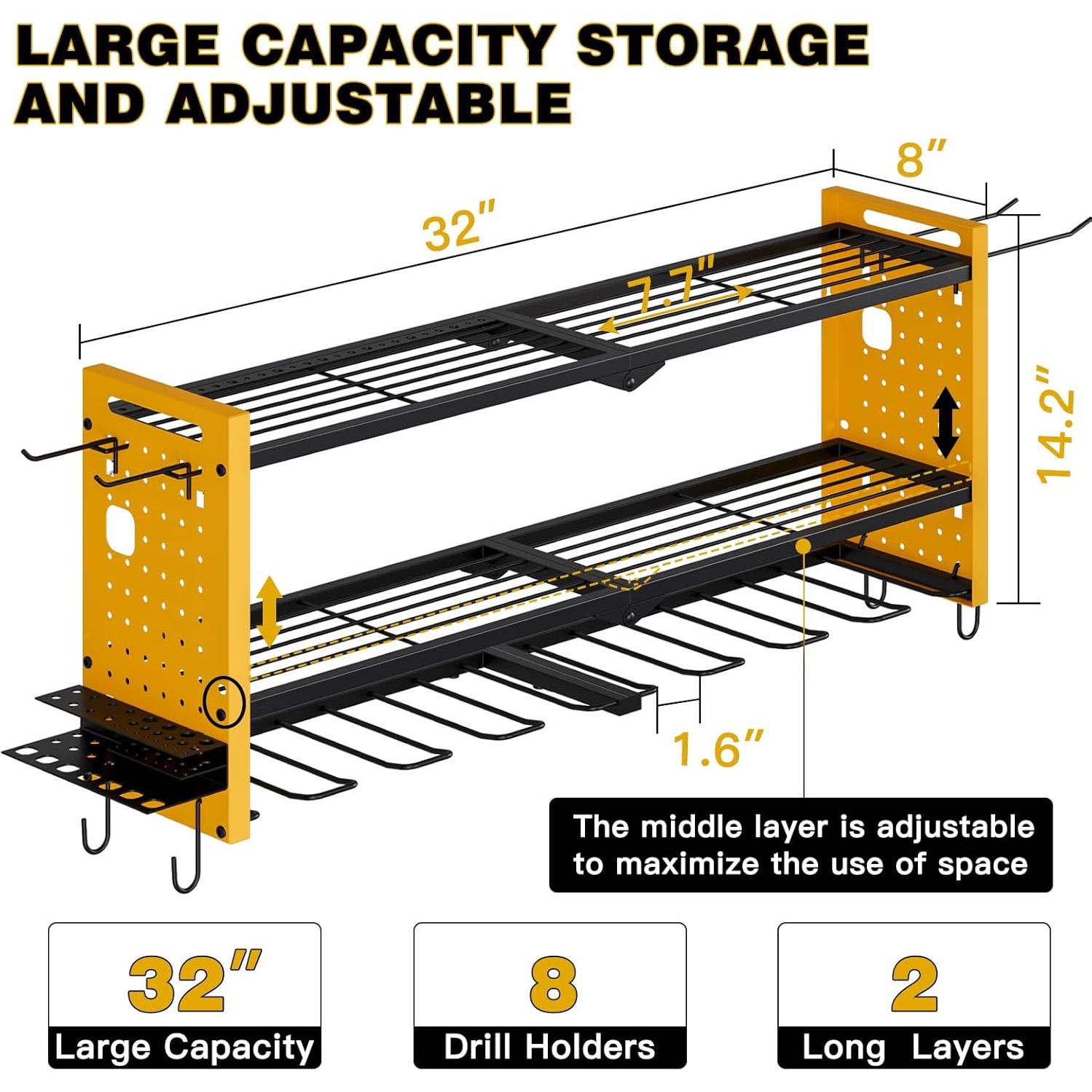 Organizador de Herramientas Montaje en Pared NattyDot Amarillo