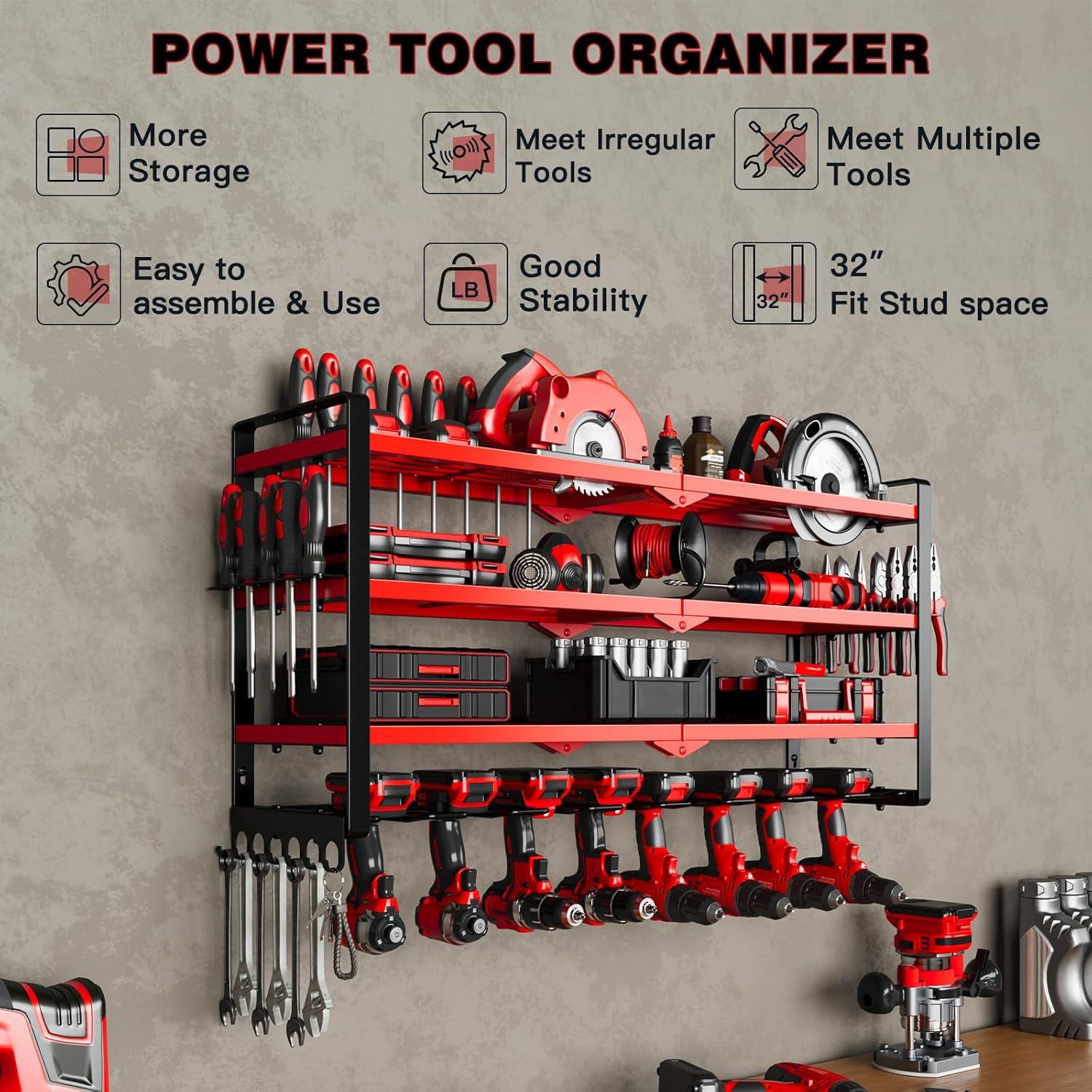 Organizador de Herramientas Montaje Pared NattyDot Rojo 4 Capas