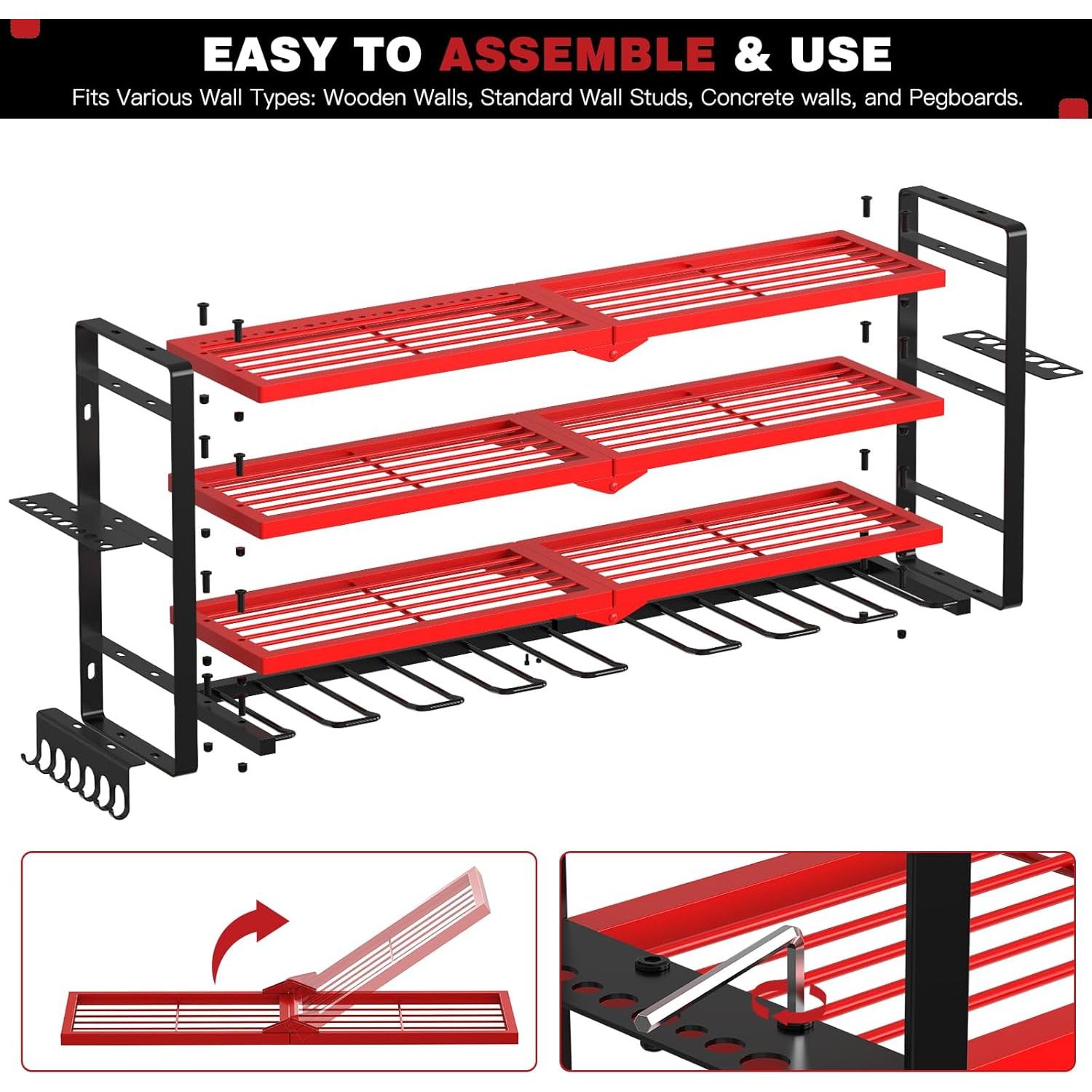 Organizador de Herramientas Montaje Pared NattyDot Rojo 4 Capas