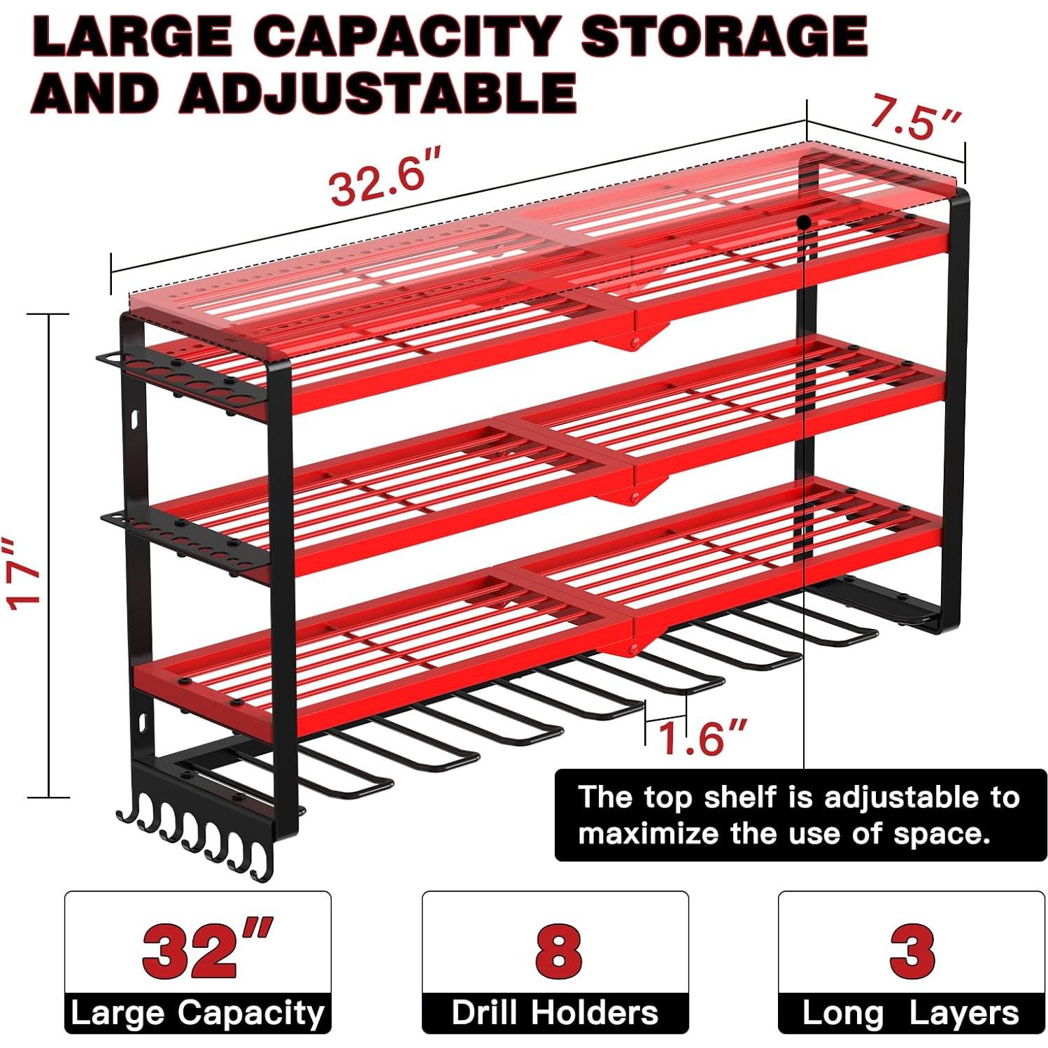 Organizador de Herramientas Montaje Pared NattyDot Rojo 4 Capas