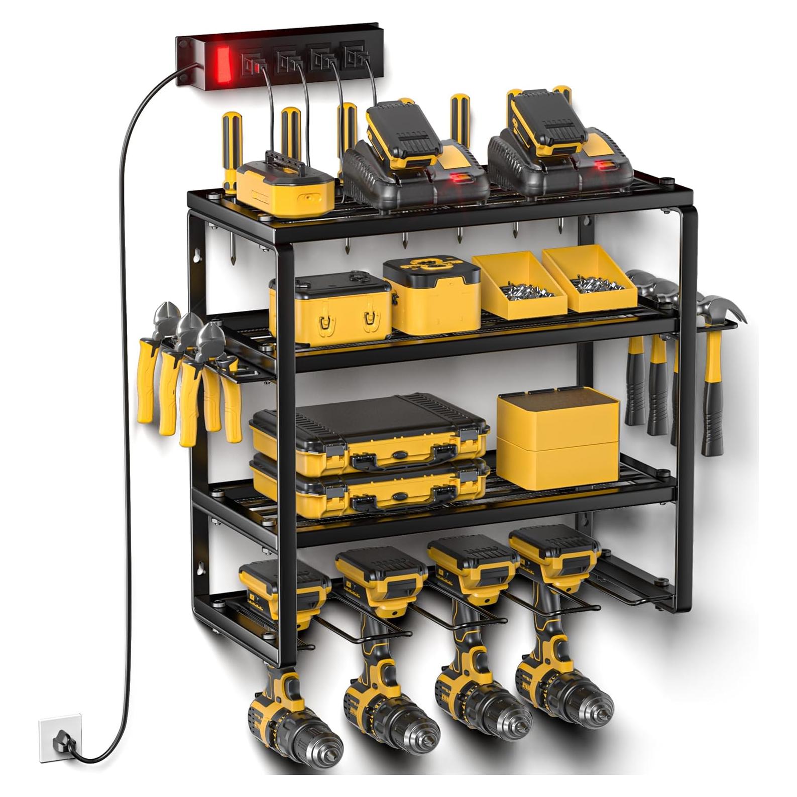 Organizador de Herramientas Spampur con Estación de Carga 4 Estantes