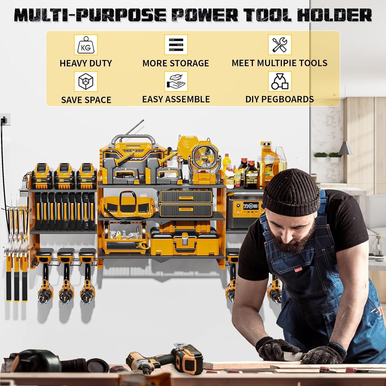 Organizador de Herramientas Kweetle Montado en Pared 3 Estantes