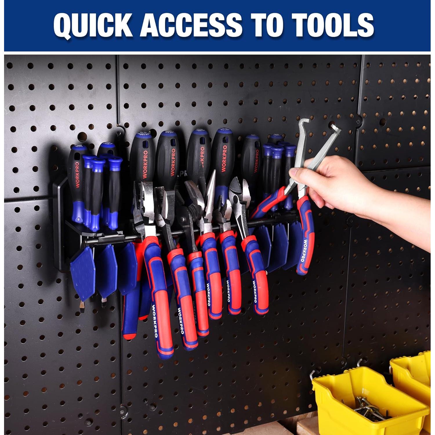 WORKPRO 13.5" Foldable Tool Organizer, Wall Mount Screwdriver Organizers and Pliers Organizers, Tool Box Organizer, Tool Storage Rack for Screwdriver Holder and Pliers Holder (Tools not Included)