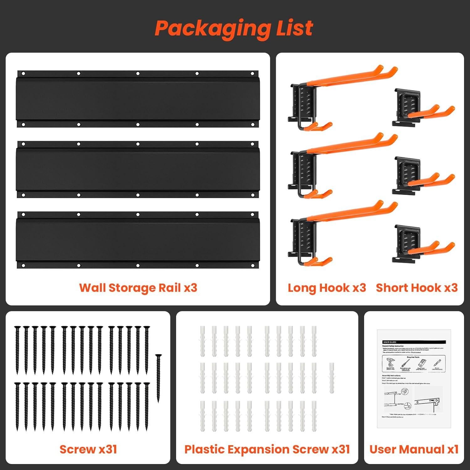 Organizador de Herramientas de Pared ELECROW 121.9 cm 6 Ganchos