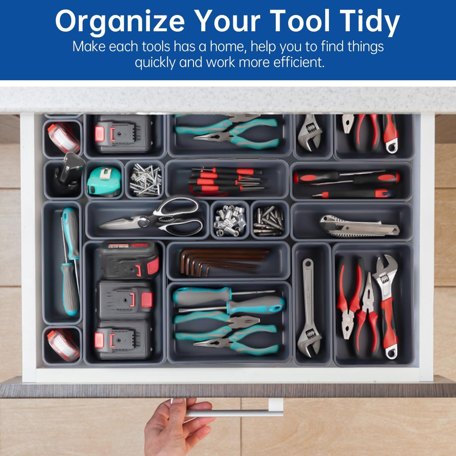 Organizador de Herramientas Giklux 45PCS Gris - 3 Tamaños