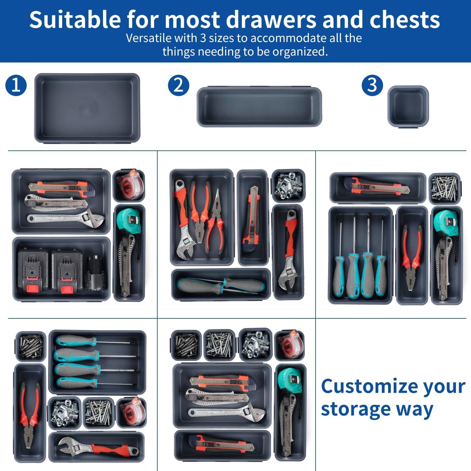 Organizador de Herramientas Giklux 45PCS Gris - 3 Tamaños