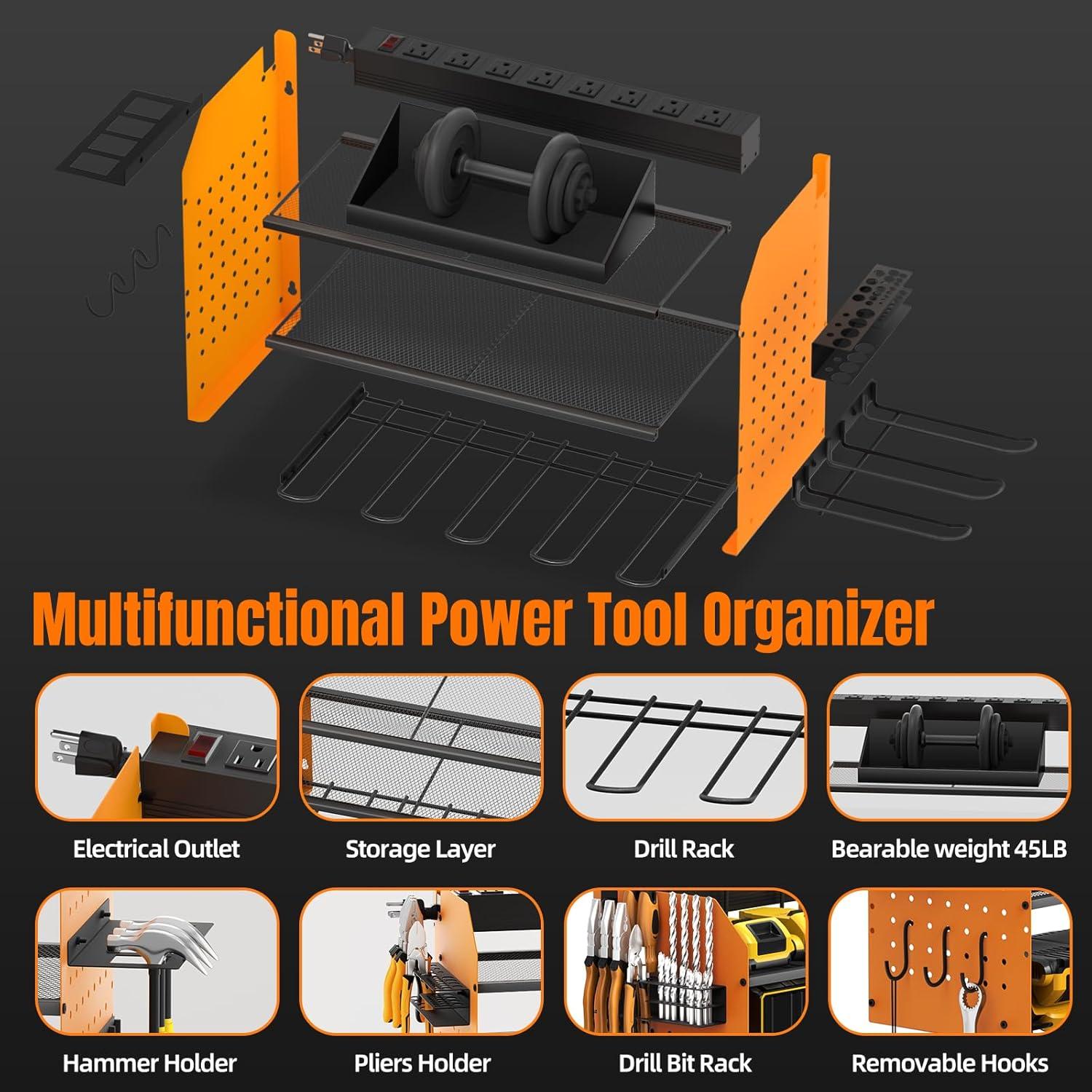 Organizador de Herramientas de Pared Vorlestour 3 Niveles con Estación de Carga