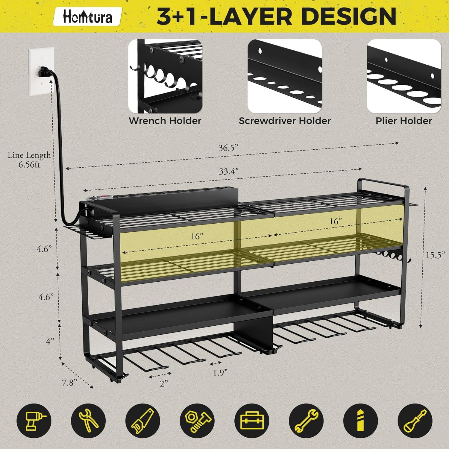 Organizador de Herramientas Eléctricas Homtura 2 Piezas con Estación de Carga