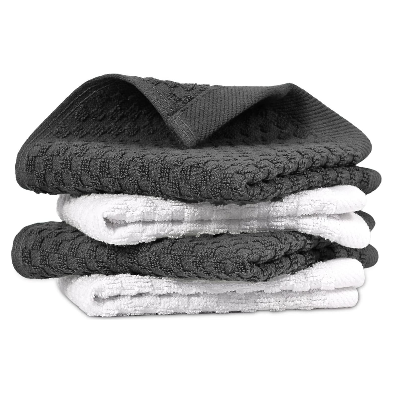 Paquete de 4 Paños de Cocina Infinitee Xclusives 100% Algodón Gris