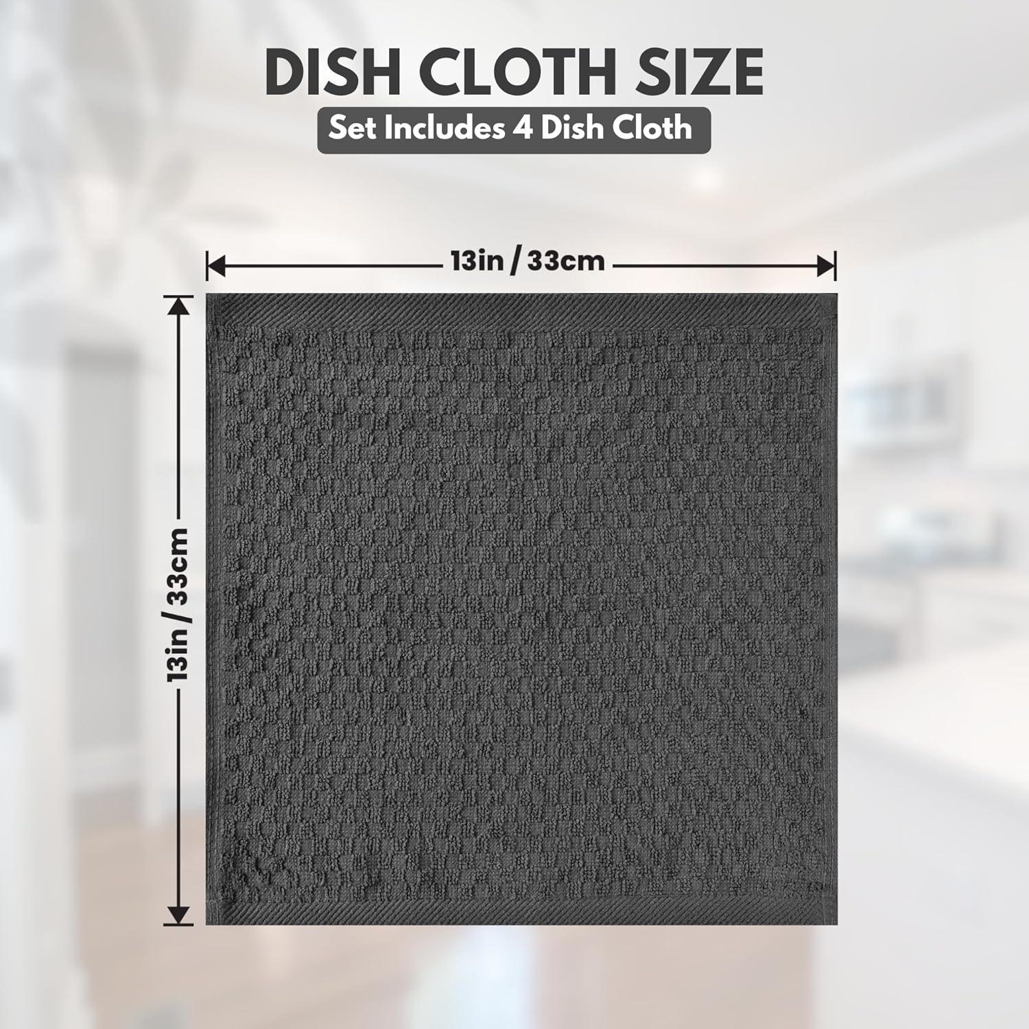 Paquete de 4 Paños de Cocina Infinitee Xclusives 100% Algodón Gris