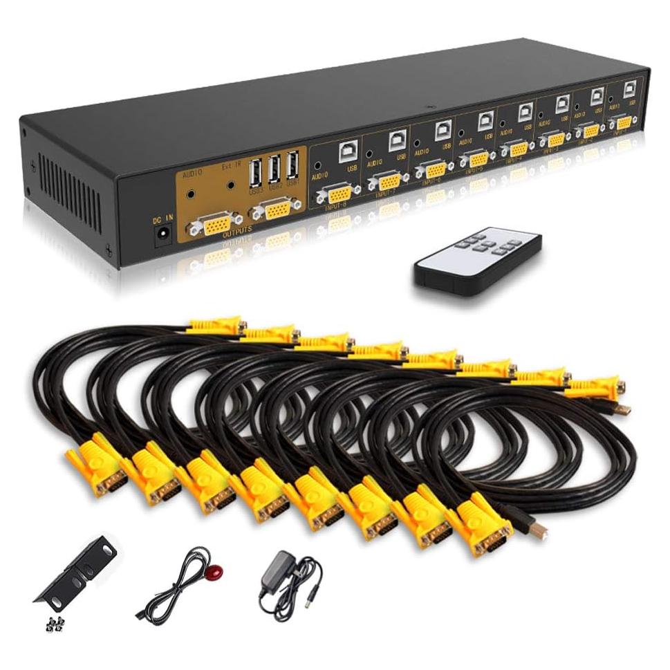 Interruptor KVM VGA eKL de 8 Puertos con 2 Salidas