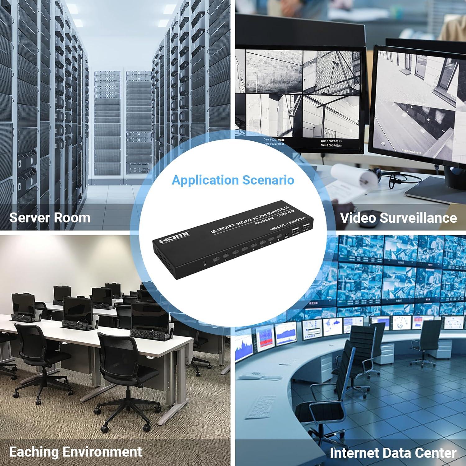 Interruptor KVM HDMI 8 Puertos DGODRT 4K@60Hz con Control Remoto