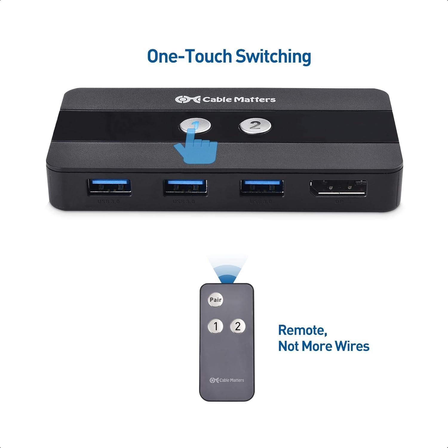 Interruptor KVM USB 3.0 DisplayPort 1.4 Cable Matters 8K 60Hz