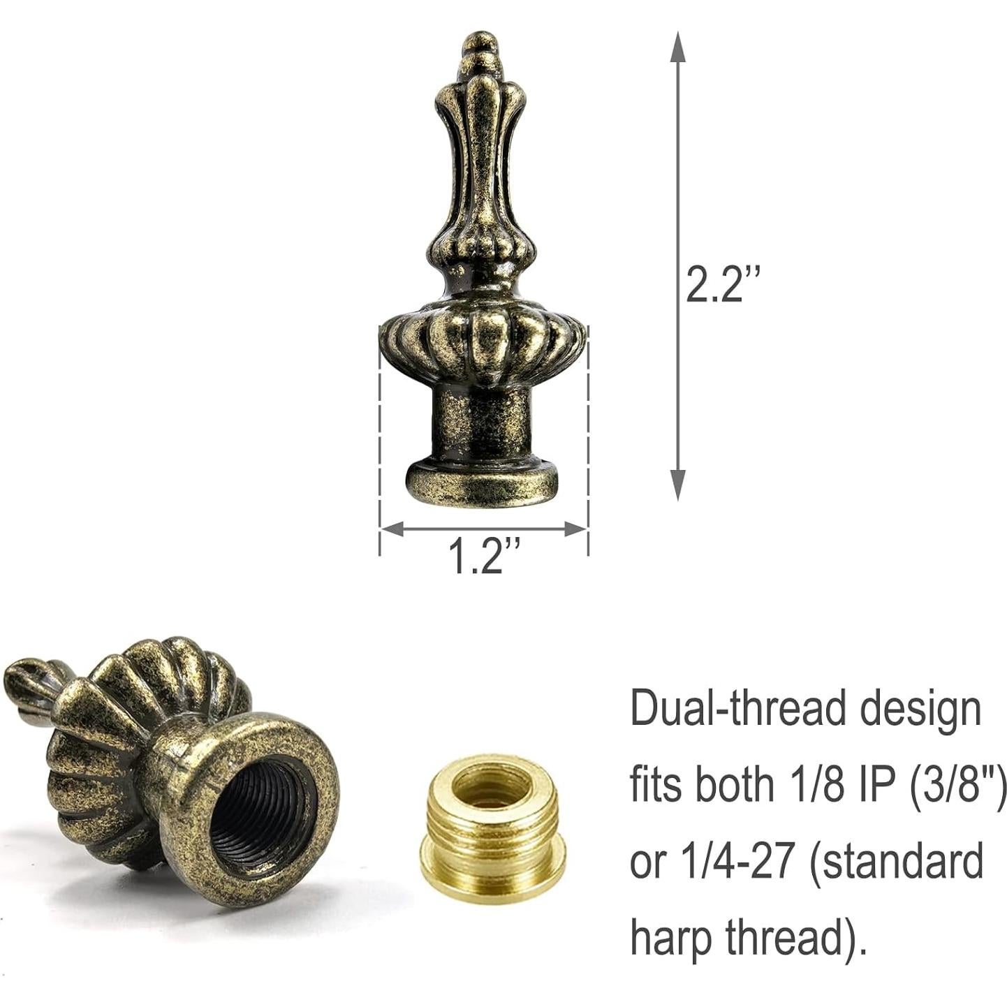Tapa de Finial de Lámpara ECUDIS Bronce Antiguo Paquete 2