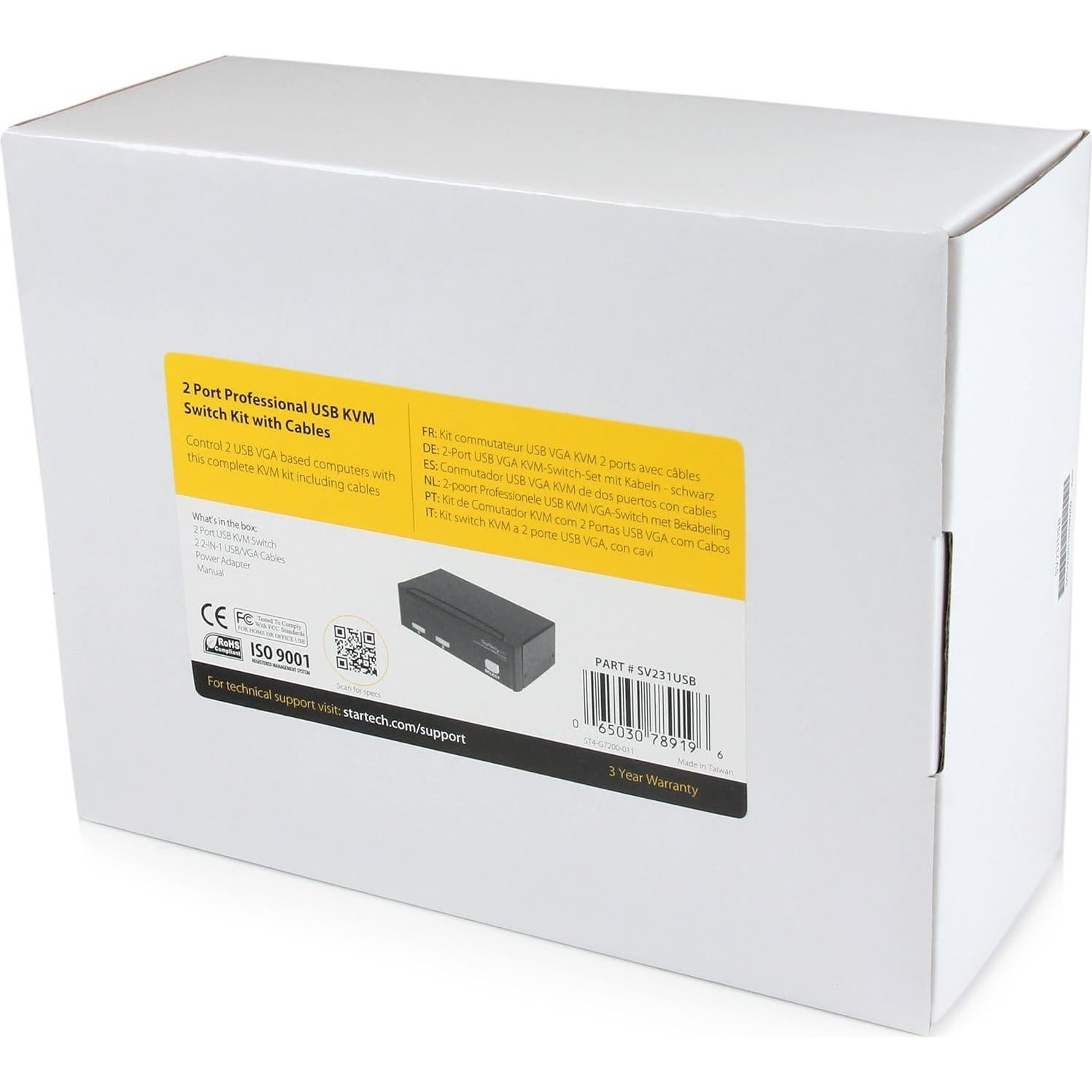 Interruptor KVM USB 2 Puertos StarTech.com SV231USB VGA 1920x1440