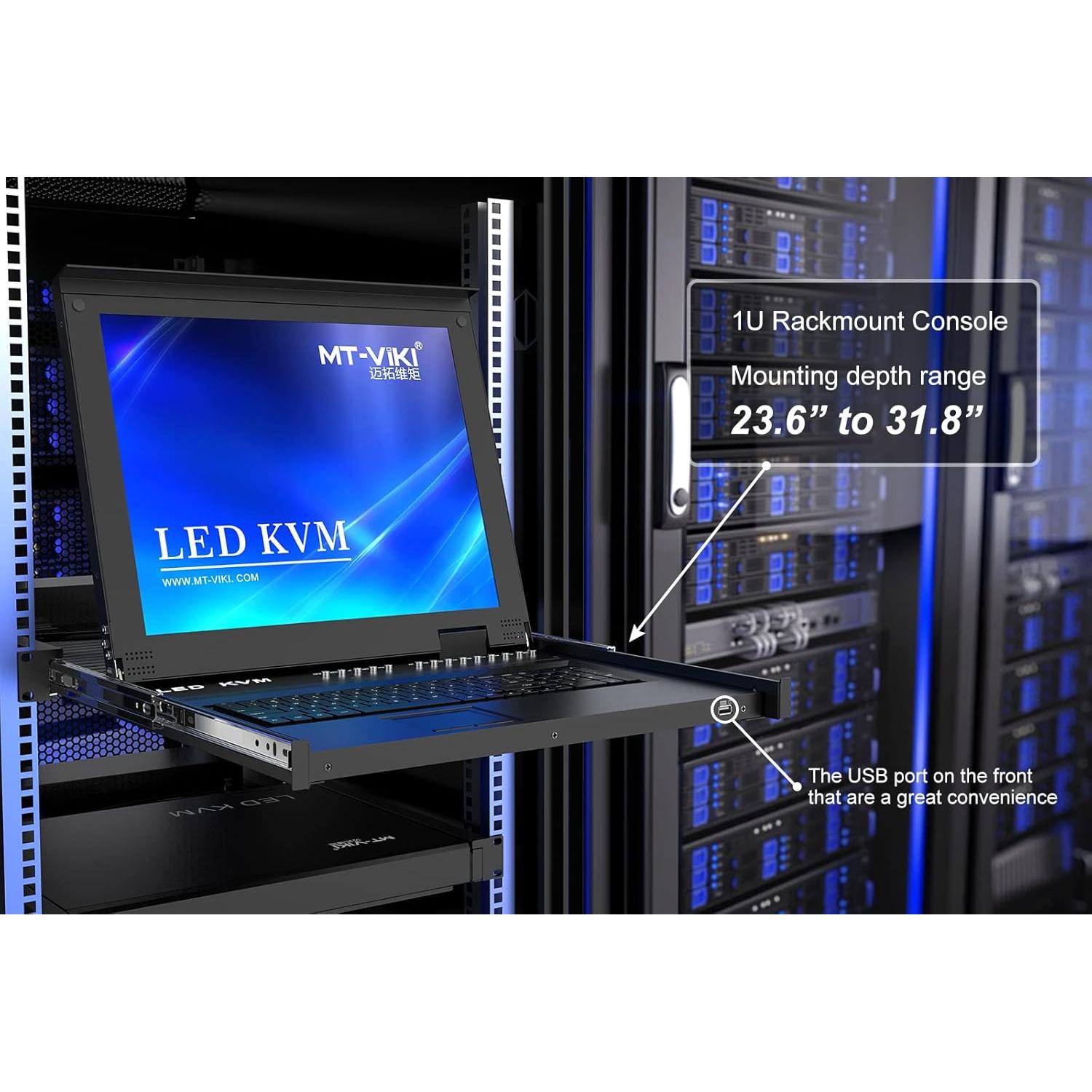 Interruptor KVM Rack 16 Puertos MT-VIKI con Monitor LCD 17"