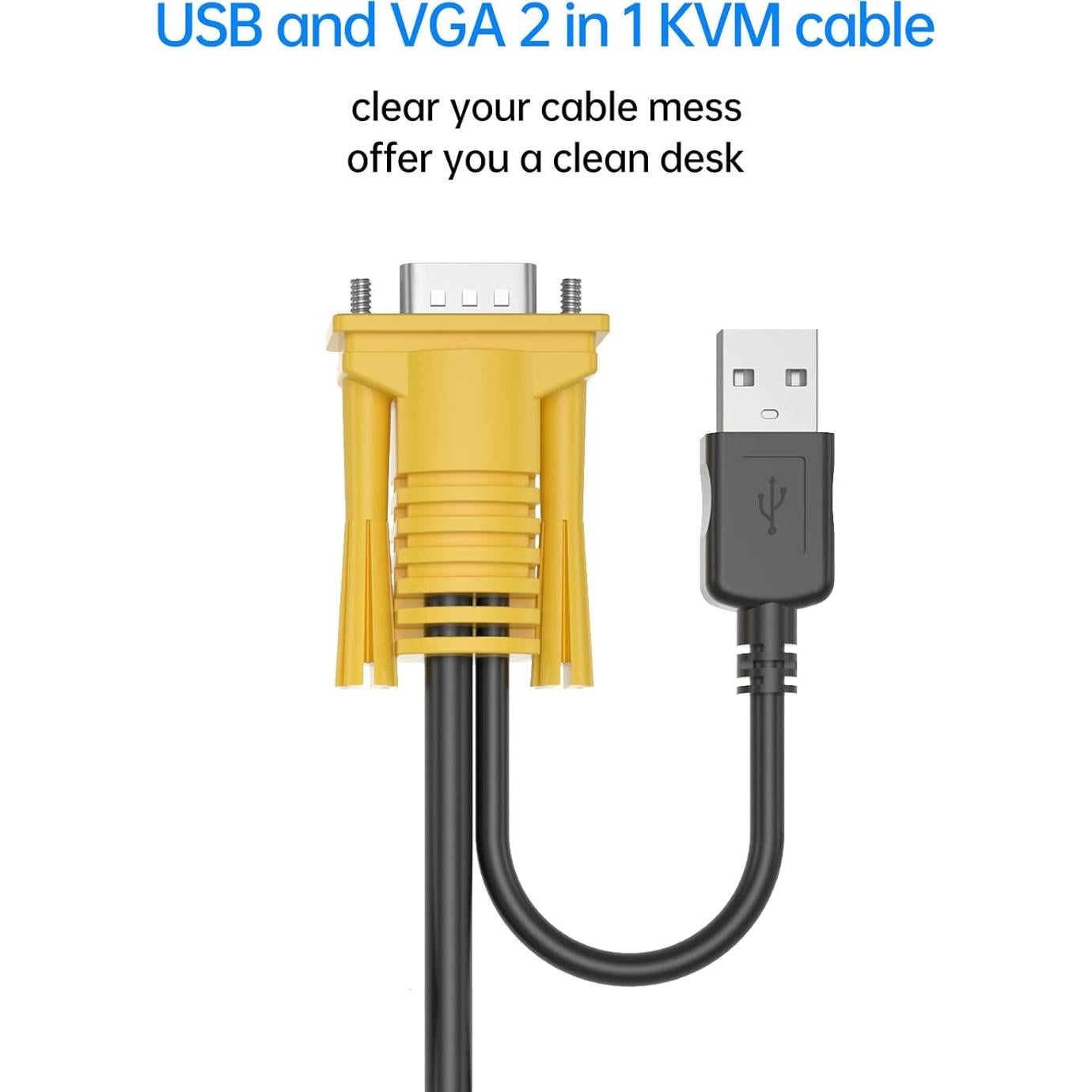 Cable KVM USB VGA 3m Yinker - Extensión para Interruptor KVM