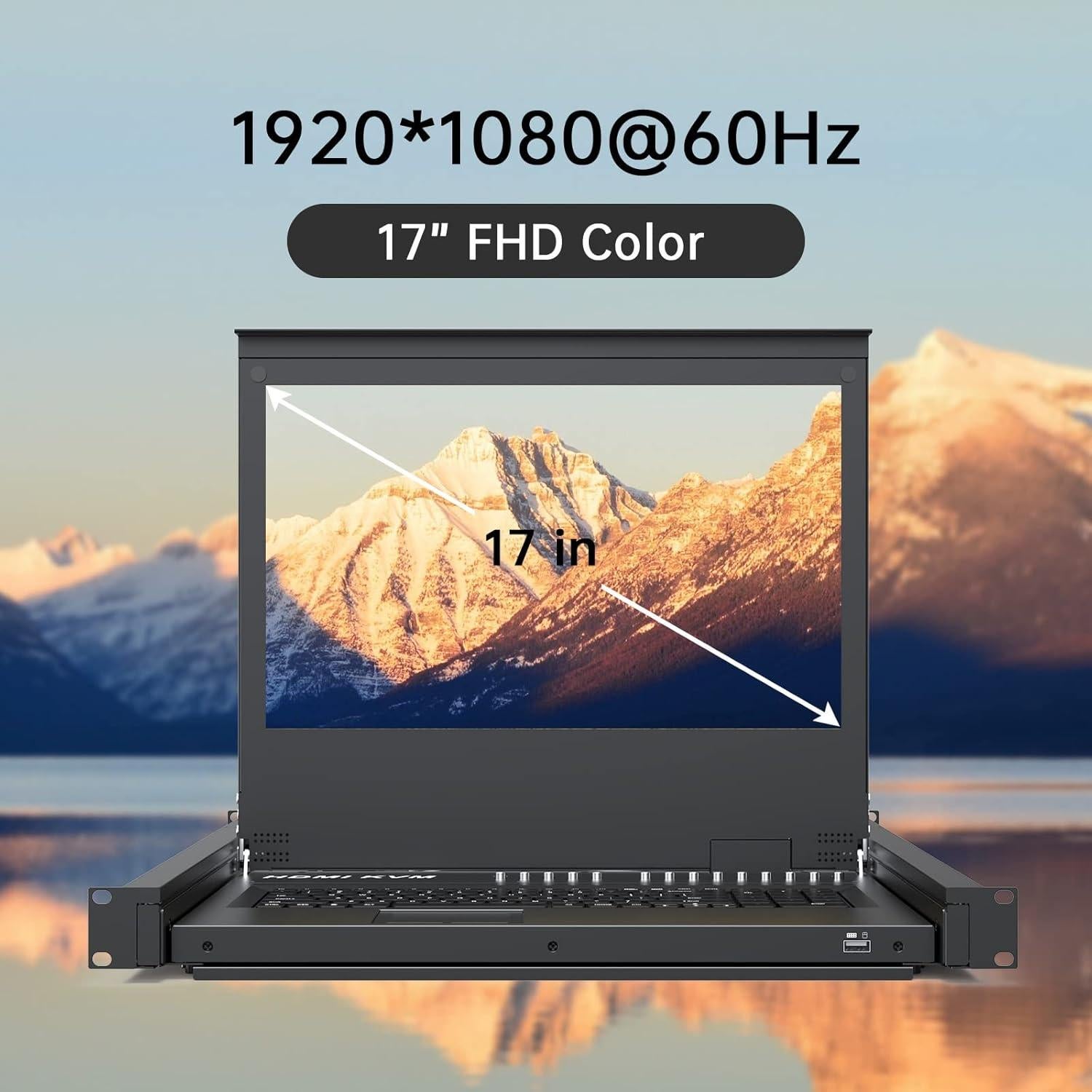 Rack Mount KVM Yinker 8 Puertos 17.3" LCD 1920x1080