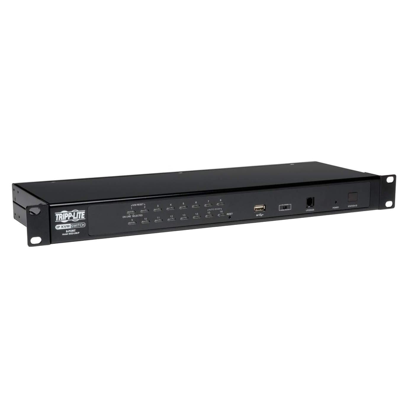 TRIPP LITE 8-Port Steel Rackmount IP KVM Switch with On-Screen Display (B022-U08-IP), Black