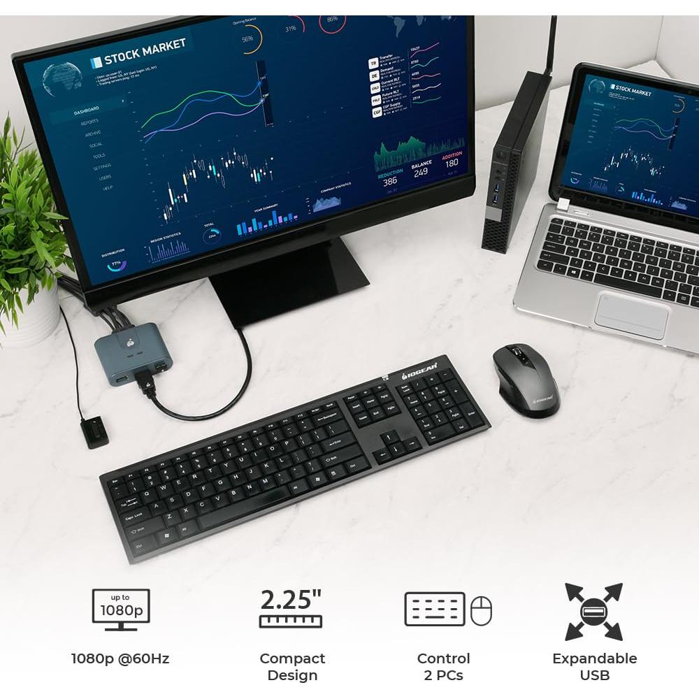 Interruptor KVM HDMI IOGEAR GCS32HU 2 Puertos USB 1080p